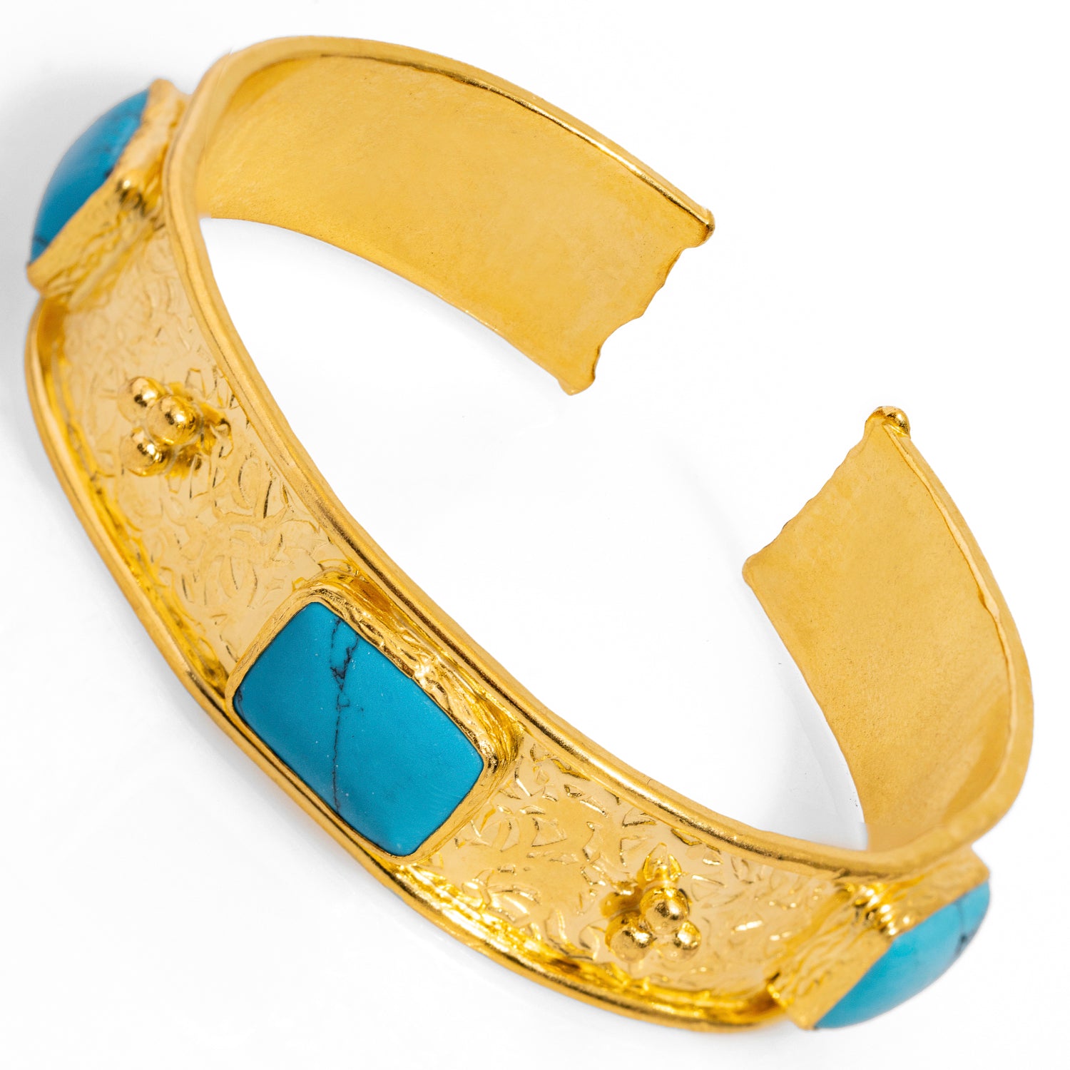 Cleopatra Turquoise Gemstone & Gold Antique Cuff Bracelet for Women | Vintage Egyptian Style Jewelry | Perfect for Boho, Festival, and Evening Wear