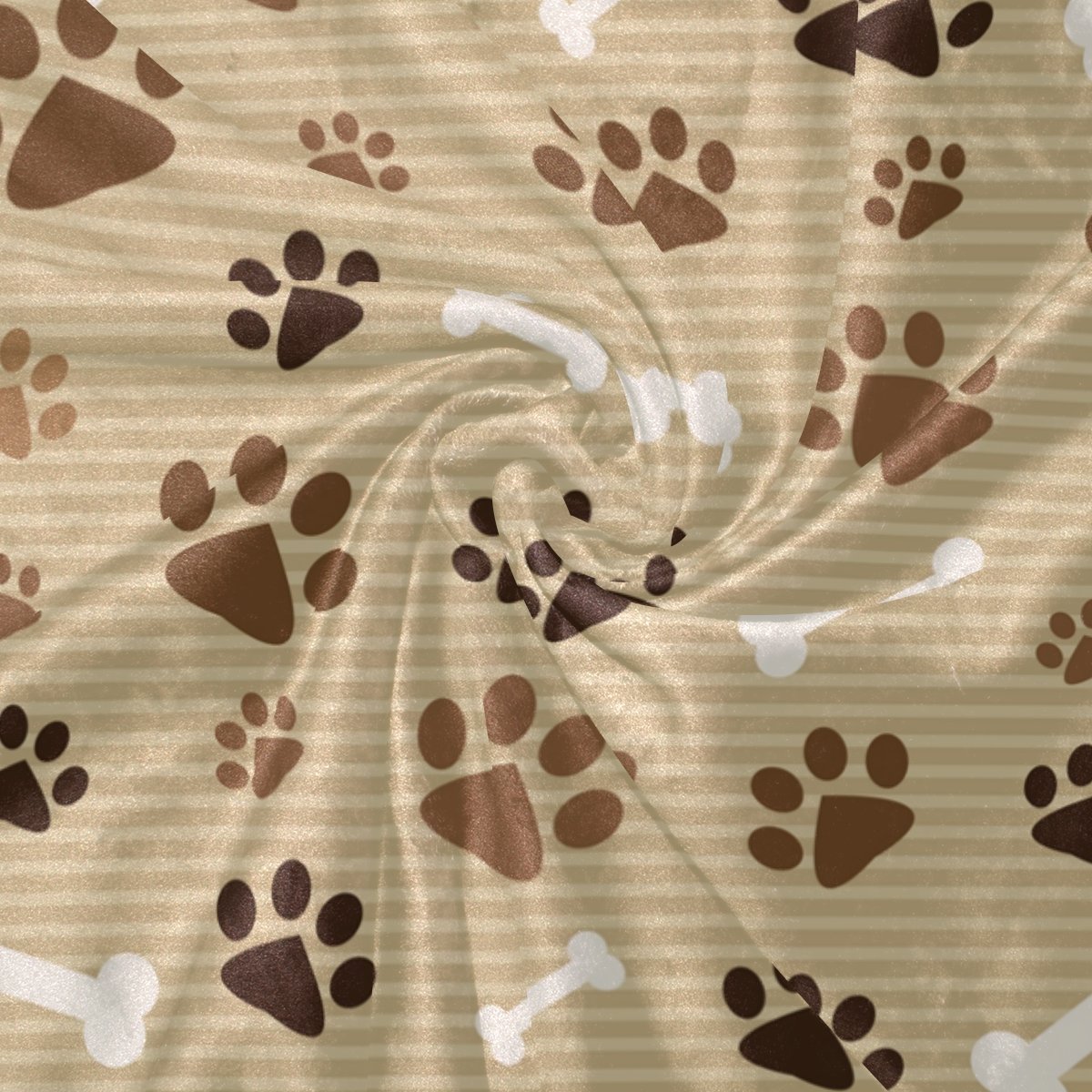 U Life Khaki Striped Dog Paw Prints Soft Fleece Throw Blanket - 60x90 Inch Cozy Blanket for Couch, Sofa & Bed - Perfect for Kids, Men & Women - Ideal for Napping, Lounging & Home Decor