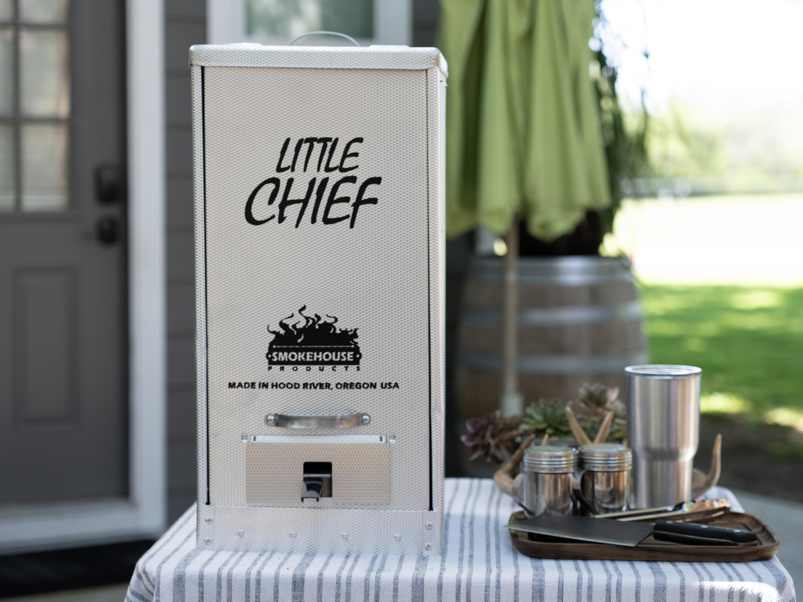 Little Chief Front Load Smoker - Low to Mid Temperature Electric Smoker for Fish, Sausage, Cheese & Meats - 25 lb Capacity - Perfect for Backyard BBQ, Camping & Home Smoking