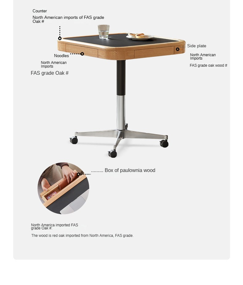 Solid Oak Lift-Top Coffee Table with Storage - Modern Square Movable Design for Living Room, Home Office & Small Spaces