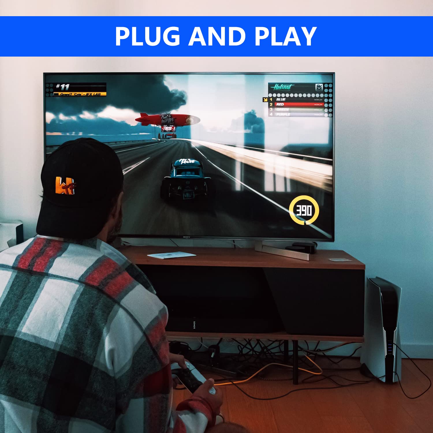5-in-1 USB Hub for PS5 Console | High-Speed USB 3.0 Port Expander with 4 USB Ports & 1 USB-C Port | Perfect for Gaming Accessories, Controllers & External Storage | Compatible with PlayStation 5