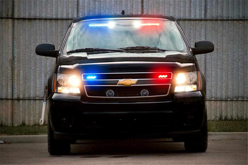18 LED High Intensity Emergency Strobe Lights - Red/White Hazard Warning Dash Lights for Law Enforcement & Vehicles | Interior Windshield Mount for Police, Security & Roadside Safety