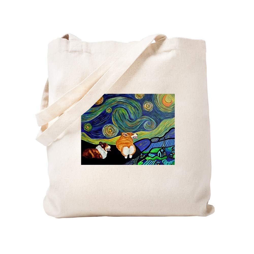 CafePress Corgi Starry Night Canvas Tote Bag - Eco-Friendly Reusable Shopping Bag for Groceries, Beach & Daily Use