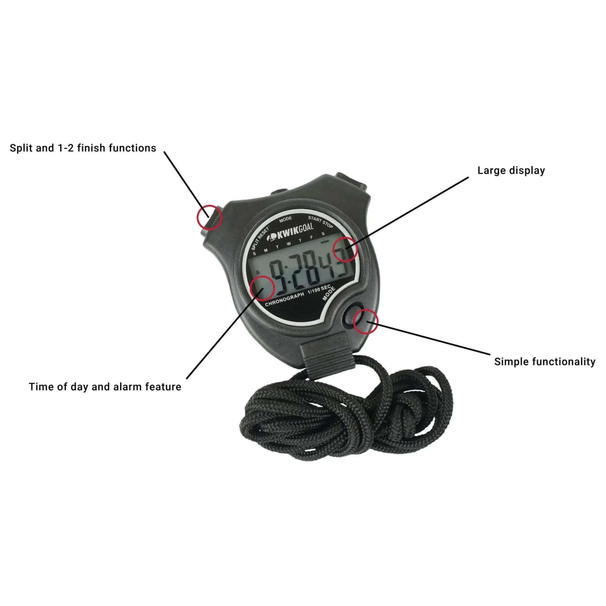 Kwik Goal Stopwatch 2.0 - Digital Sports Timer with Large Display for Soccer, Basketball & Track - Perfect for Coaches, Referees & Athletes Training