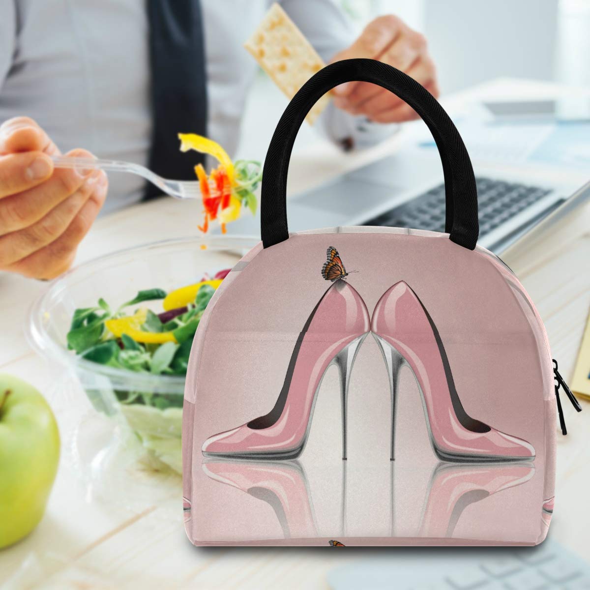 Blueangle Elegant Pink High Heel Shoes Lunch Bags for Women & Men - Water-Resistant Thermal Insulated Lunch Tote Box Organizer | Perfect for Office, School, Picnics & Travel