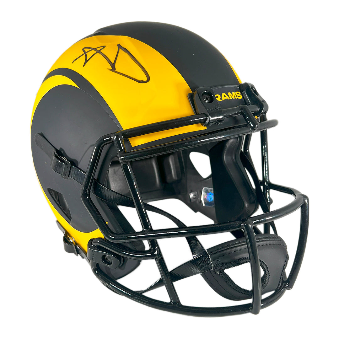 Aaron Donald Autographed Los Angeles Rams Eclipse Speed Full Size Replica Football Helmet with Beckett COA - Perfect for NFL Fans, Collectors & Sports Memorabilia Displays