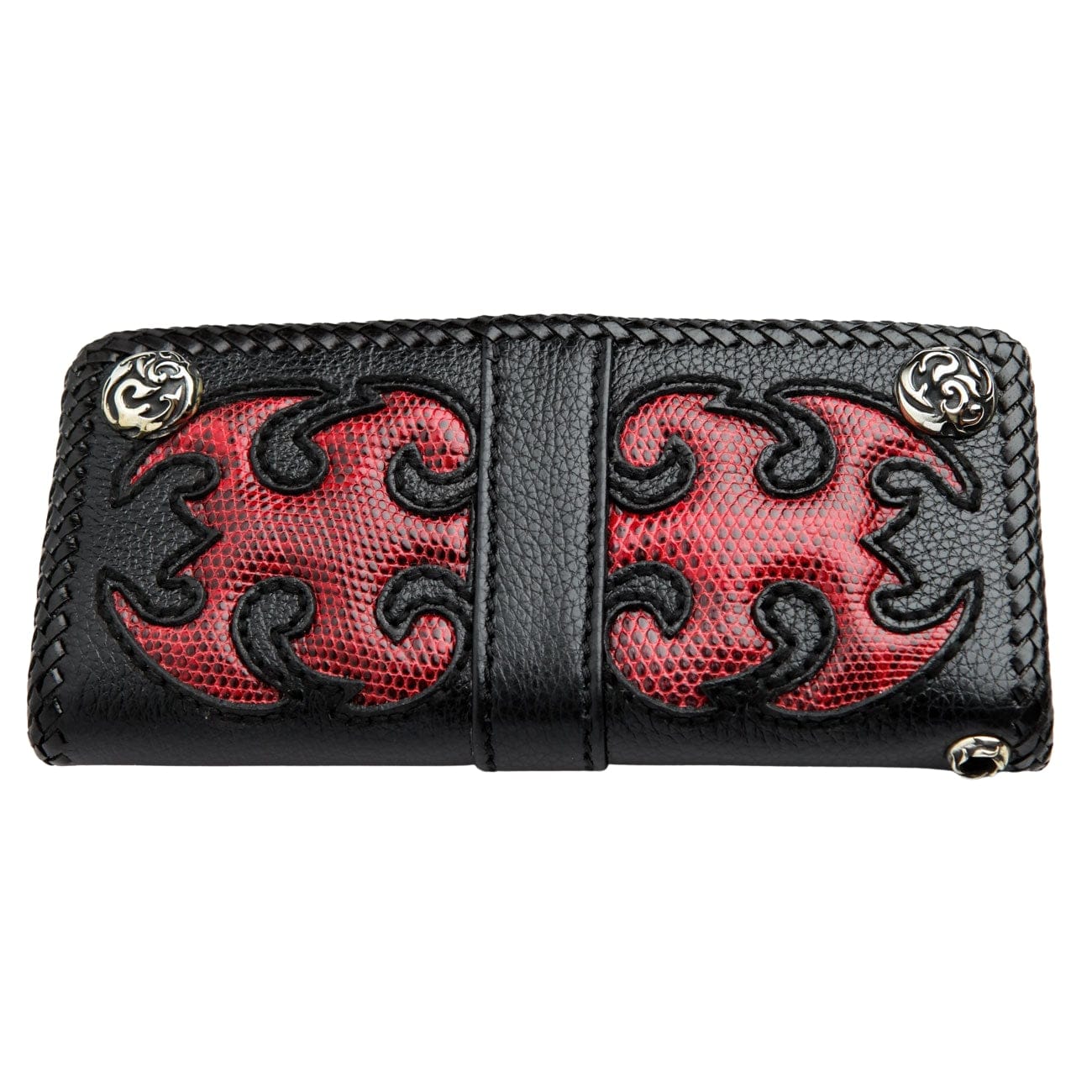 Red Scorpion Design Genuine Leather Tri-Fold Biker Wallet for Men - RFID Blocking Slim Wallet with ID Window & Card Slots - Perfect for Motorcycle Riders & Everyday Use