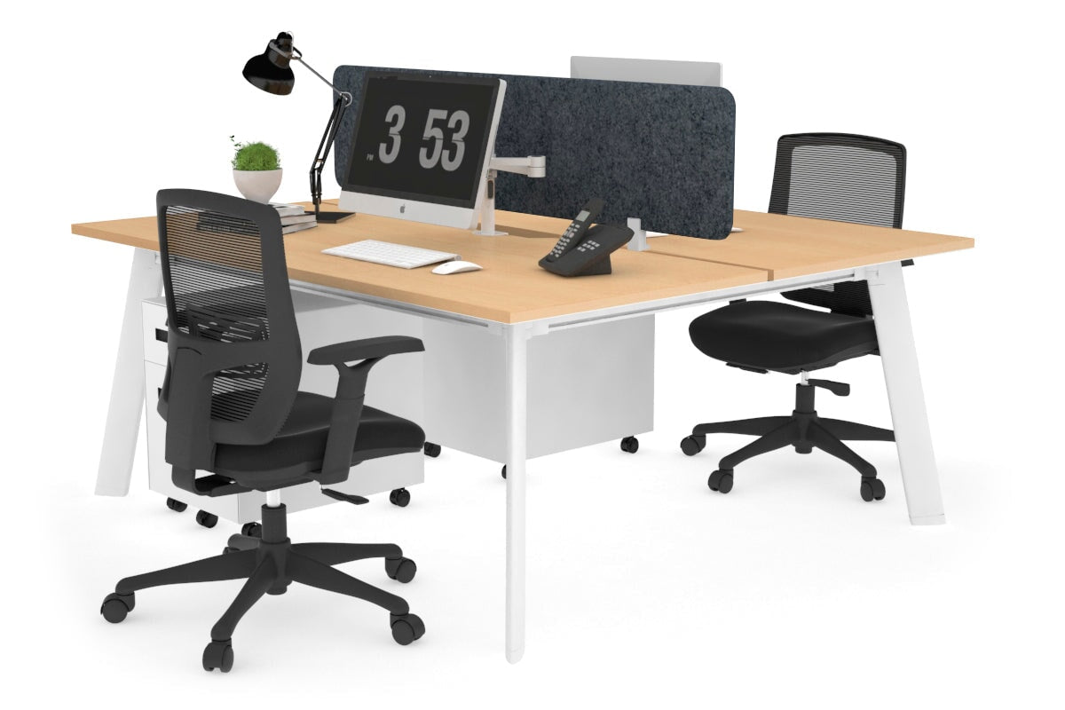 2 Person Workstation with White Frame - 1800L x 800W Switch Desk with Cable Management Scallop for Office & Home Workspace