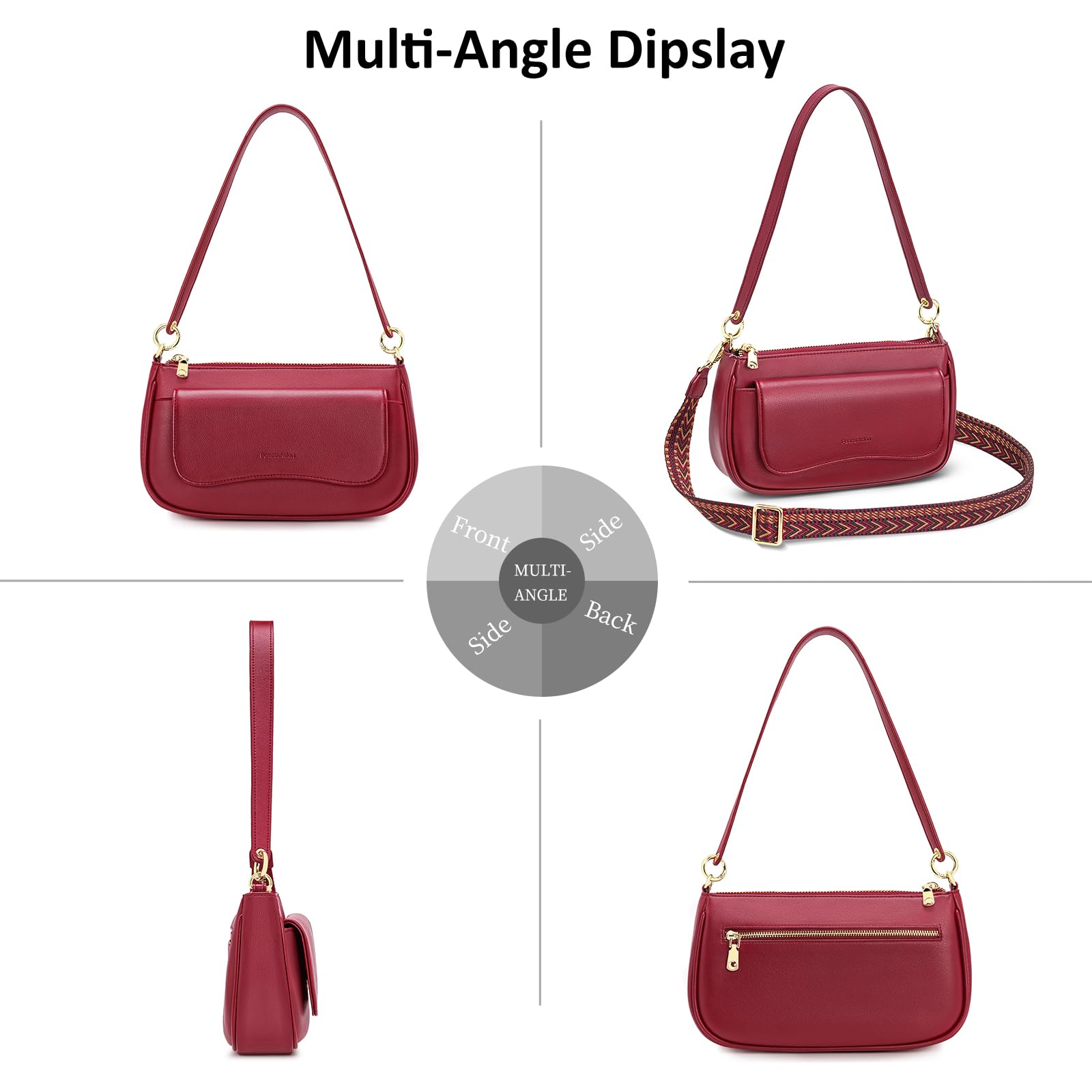 Peacocktion Vegan Leather Crossbody Bag for Women - Casual & Travel Use