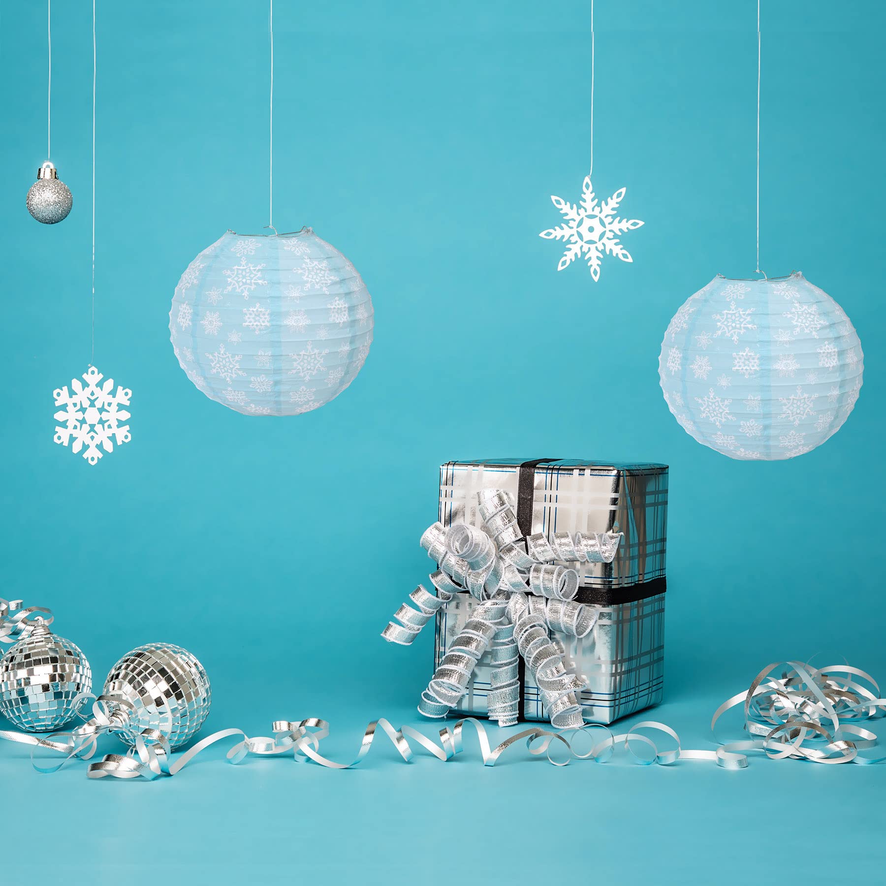 Snowflake Paper Lanterns - Winter Holiday Decorations for Christmas, Home & Party Decor - Perfect for Indoor & Outdoor Seasonal Lighting