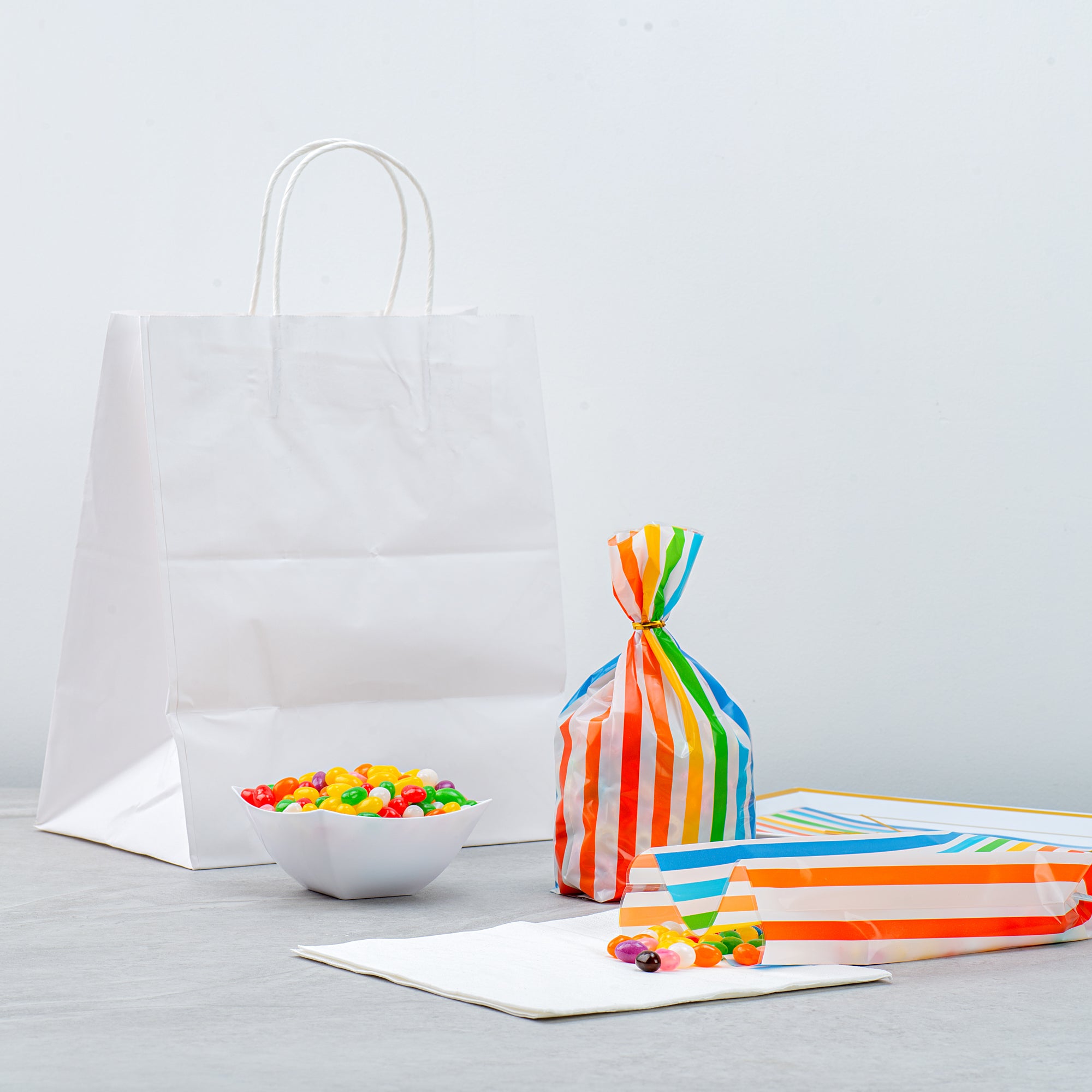 Rainbow Plastic Candy Bags - Gusseted 4 x 2 x 9.5 Inches - 4000 Count Bulk Box for Parties, Baking & Retail Packaging