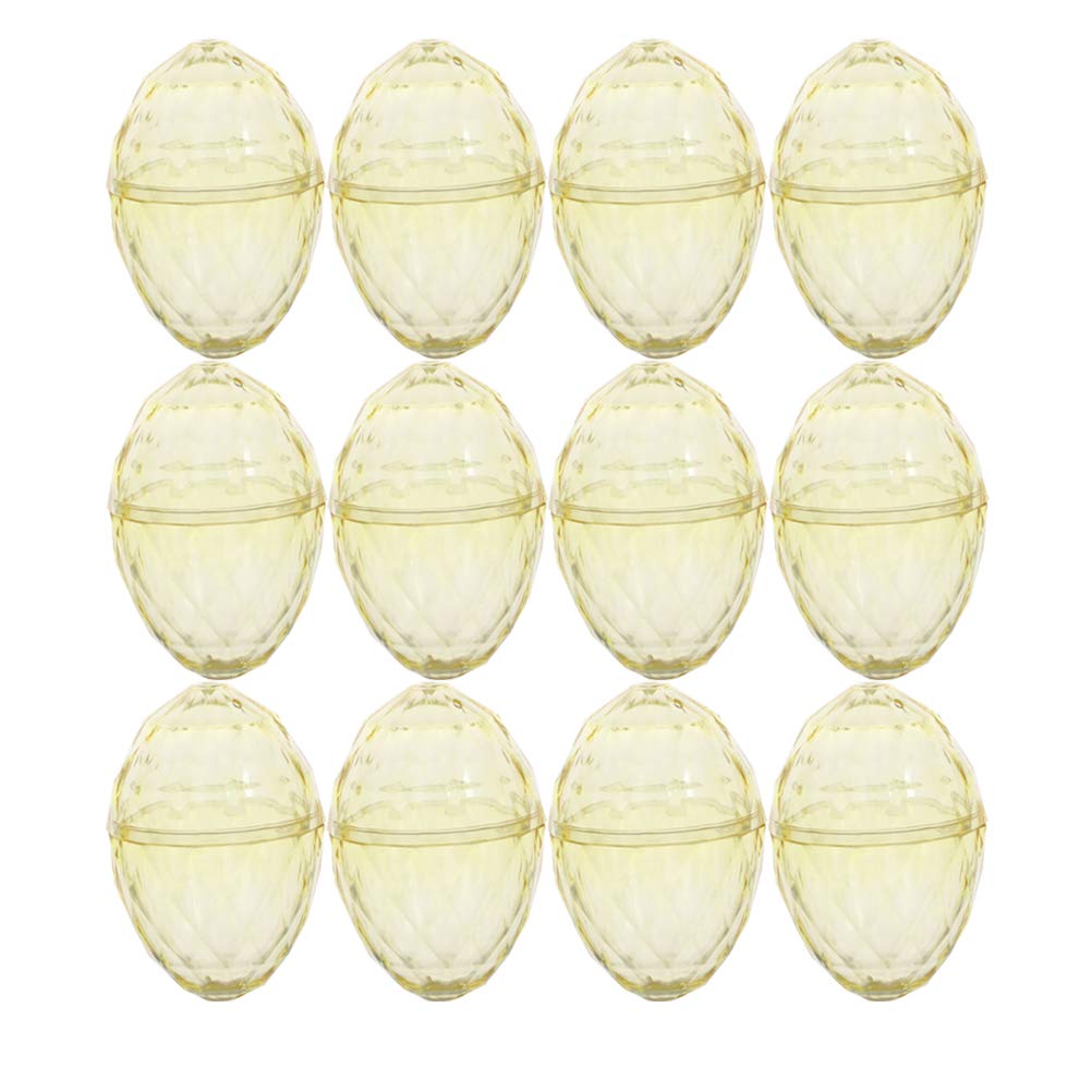 LUOZZY 12PCS Clear Plastic Candy Storage Containers - Round Transparent Candy Boxes for Snacks, Weddings & Parties (Yellow) - Perfect for Candy Buffets, Dessert Displays & Party Favors