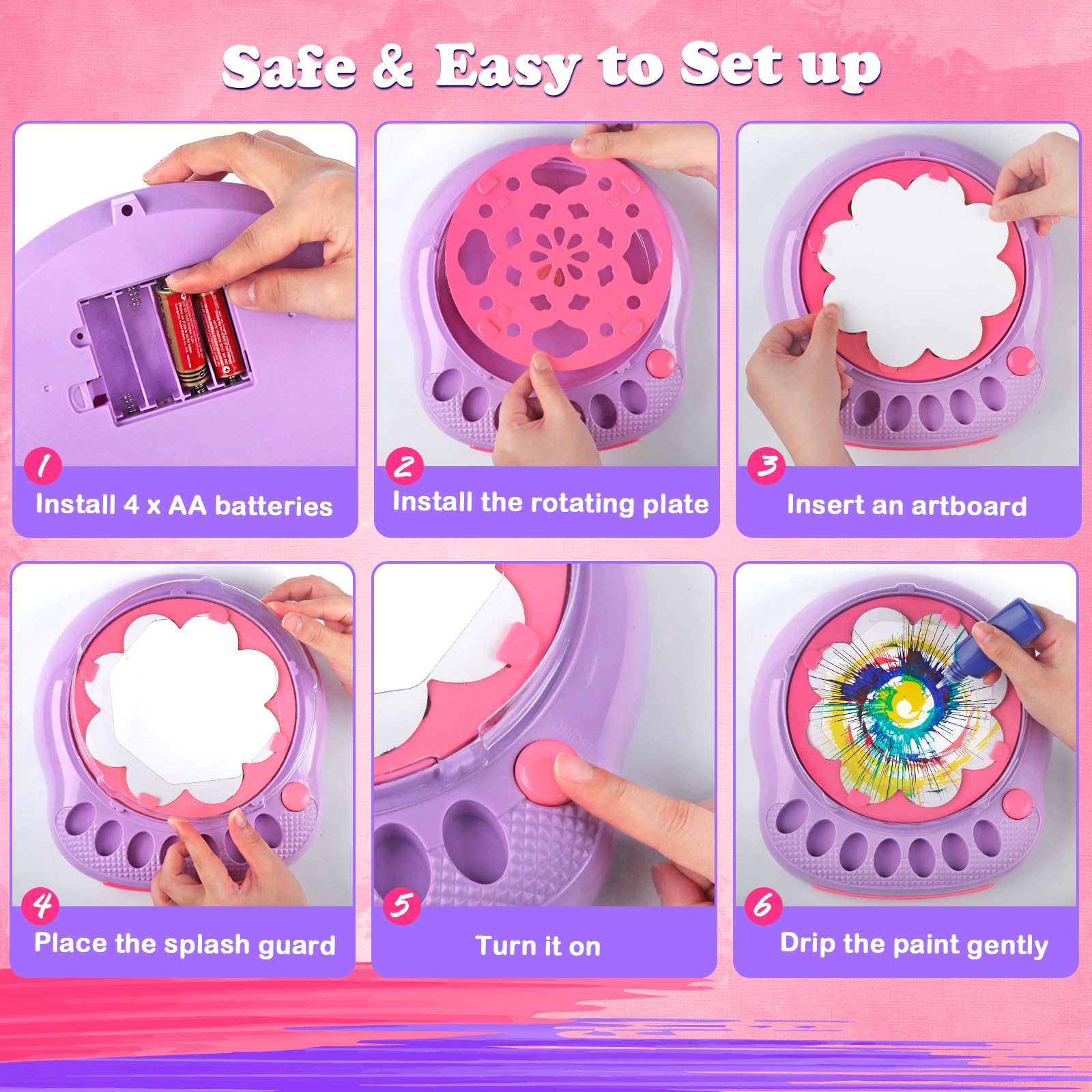 Spin Art Machine Kit for Kids Ages 4-12 - Creative Painting Spinner Toy Set with Art Supplies - Perfect Birthday Gift for Boys & Girls - Fun DIY Arts & Crafts Activity for Home, Classroom & Party Play