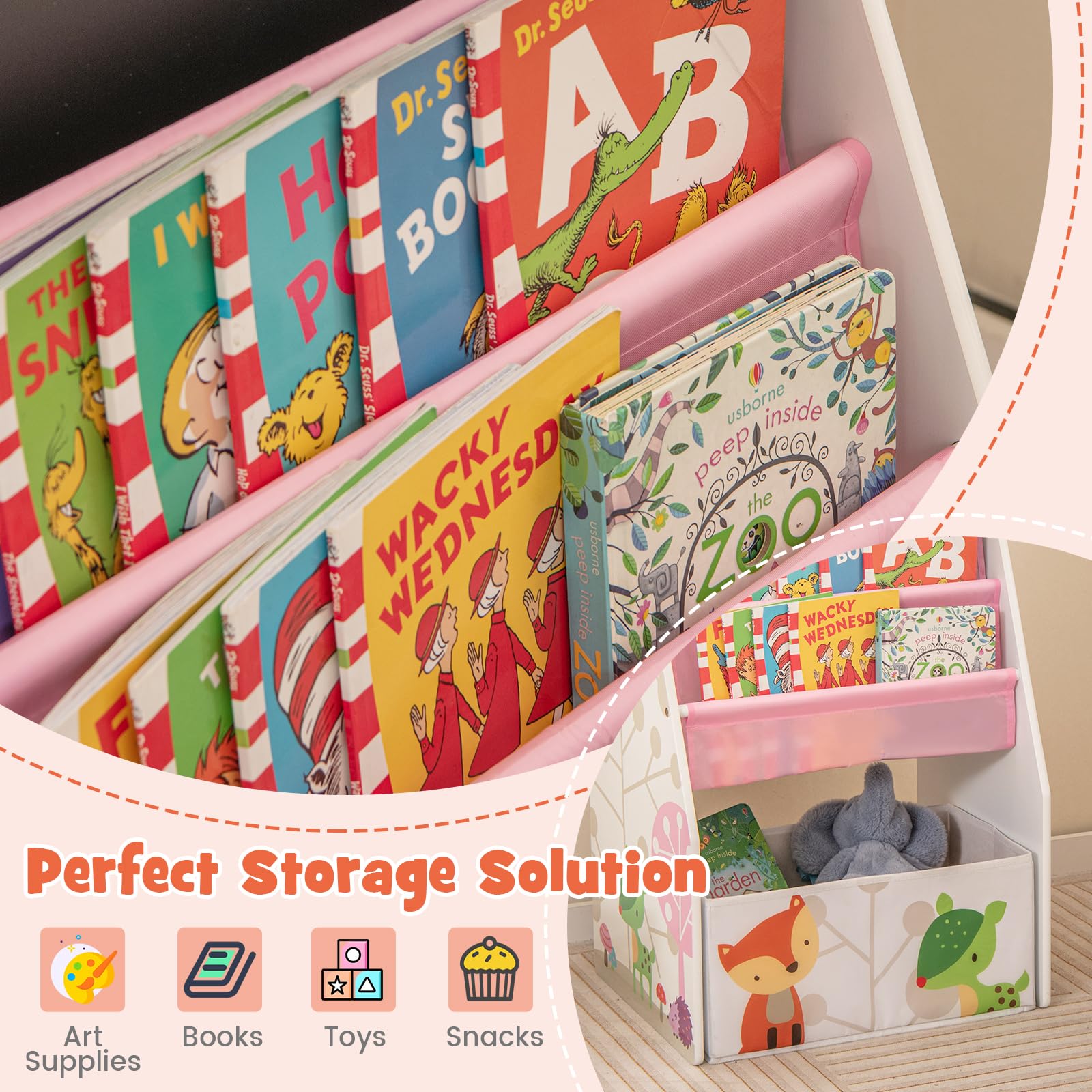 HONEY JOY Kids Art Easel - Adjustable Double-Sided Wooden Toddler Table & Chair Set with Magnetic Whiteboard & Chalkboard, Bookshelf & Storage Bin - Perfect for Arts & Crafts, Drawing & Learning - Ideal Gift for Boys & Girls (White) - Great for Home, Classroom & Playroom Activities
