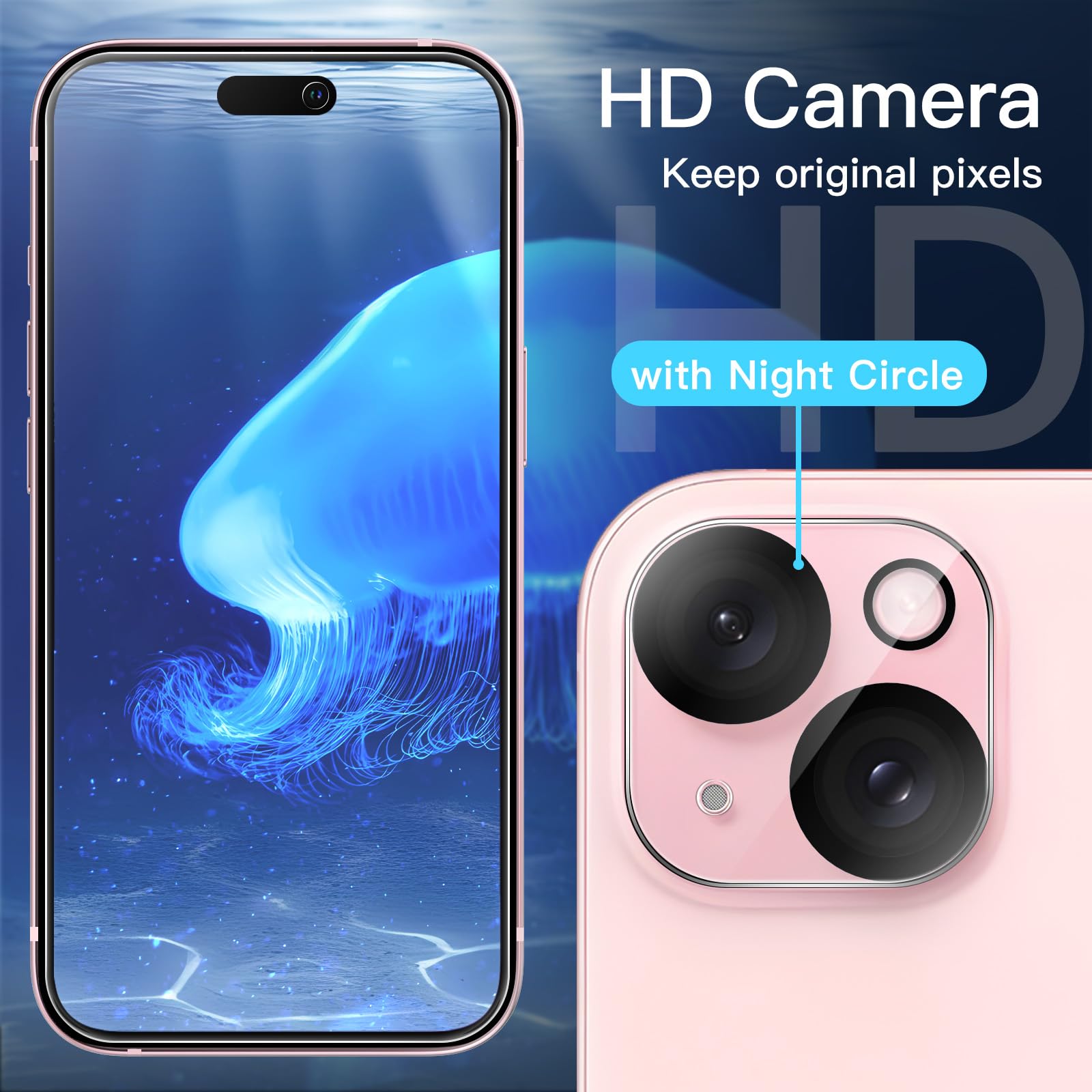 JETech Privacy Screen Protector for iPhone 15 6.1-Inch - 2 Pack Tempered Glass with Camera Lens Protector | Anti-Spy, Easy Installation Tool | Perfect for Work, Banking & Private Browsing