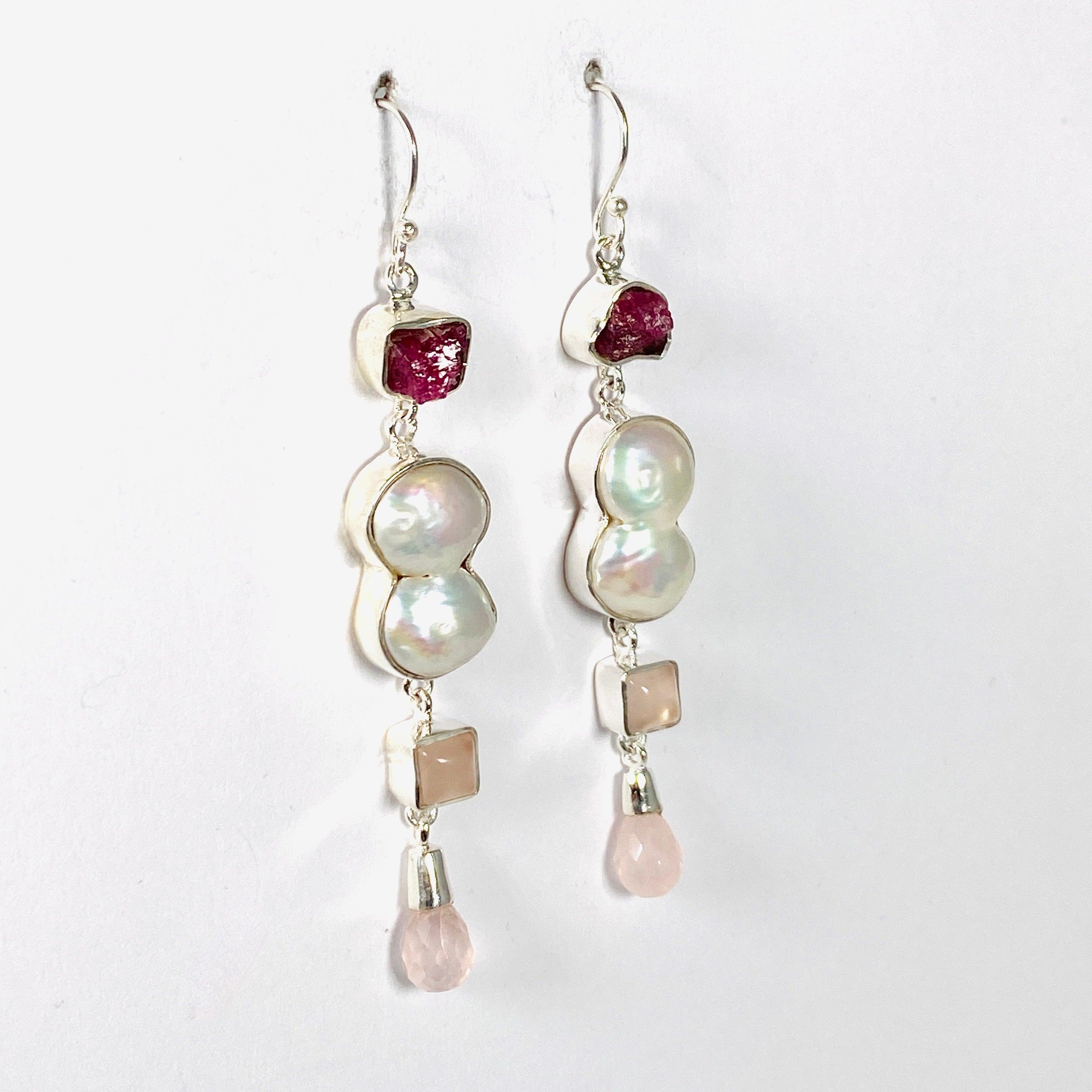 KEGJ1371 Elegant Pearl Multi-Drop Earrings for Women - Perfect for Weddings, Parties & Special Occasions
