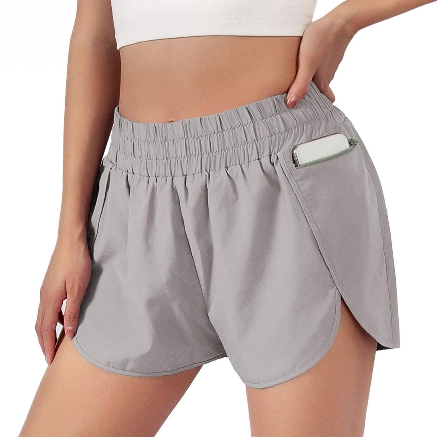 Women's Casual Summer Shorts 2022 - Ruffle Pure Color Pocket Athletic Hiking Shorts for Women (A7 Gray) | Perfect for Outdoor Activities, Travel & Everyday Wear