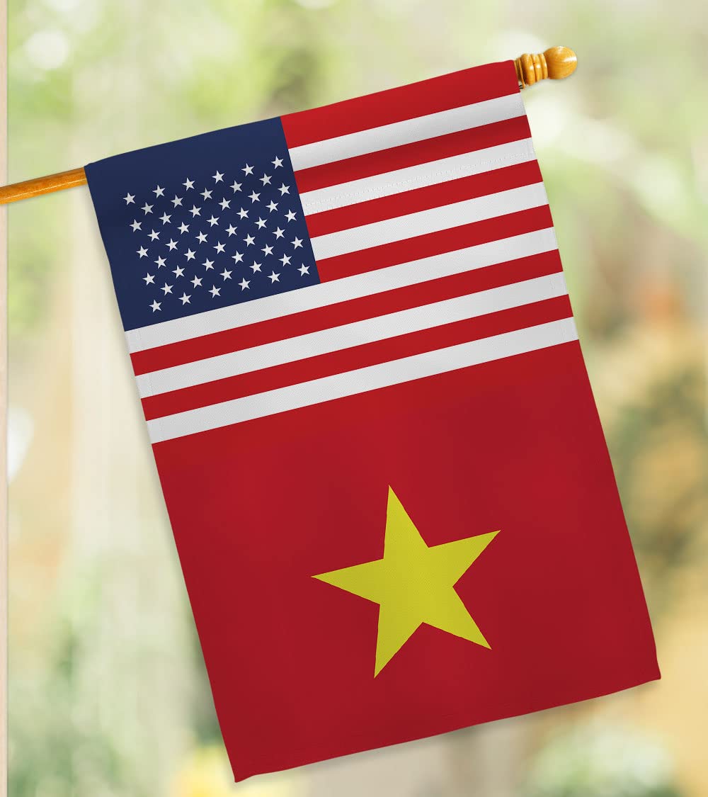 Americana Home & Garden Vietnam-US Friendship House Flag - Double-Sided Decorative Banner for Yard, Garden & International Country Displays - Made in USA - Perfect for Patriotic Events, Cultural Celebrations & Diplomatic Gift Giving