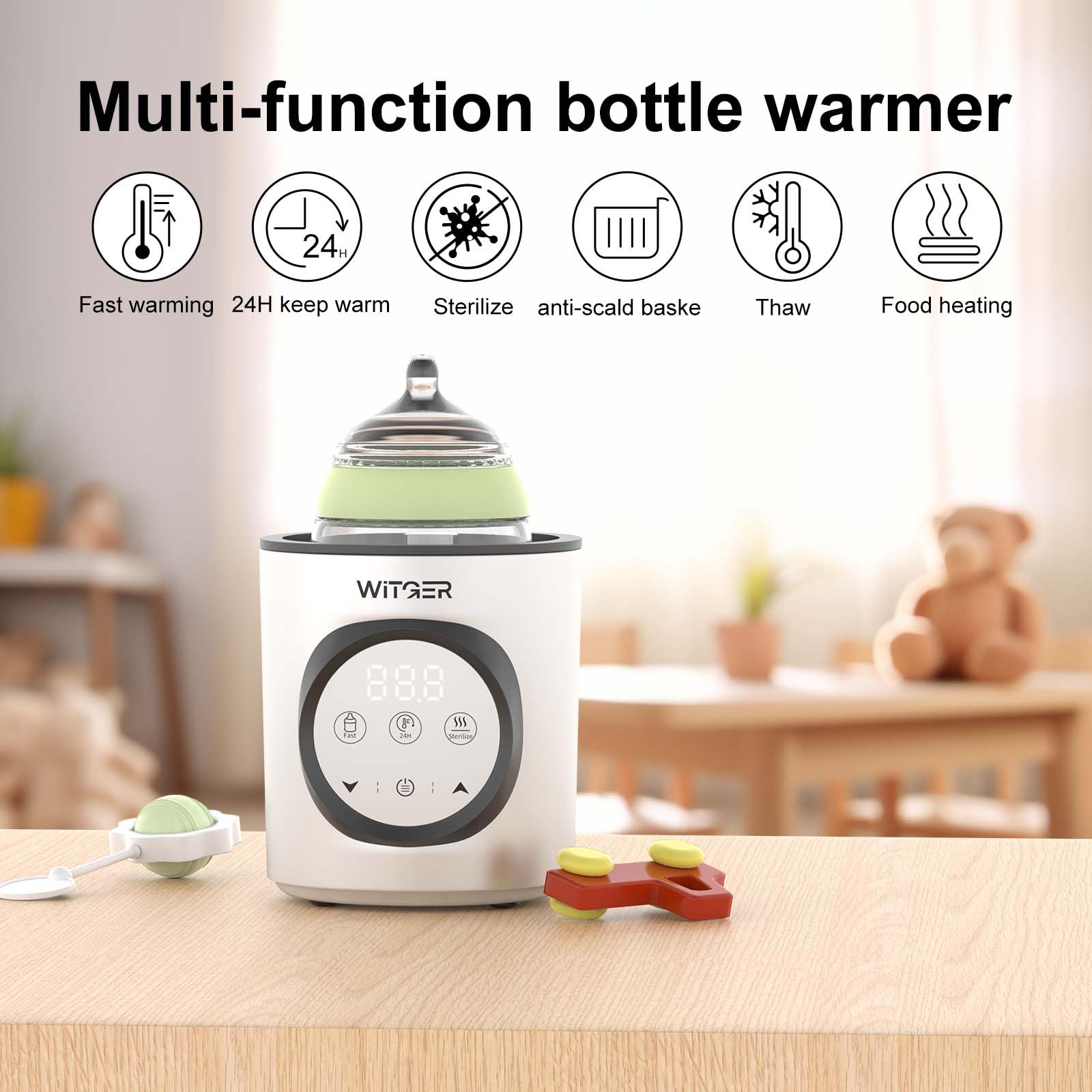 8-in-1 Baby Bottle Warmer and Sterilizer - Fast Heating with Precise Temperature Control, BPA-Free, for Defrosting, Food Warming & Constant Temperature Maintenance | Perfect for Nursery, Travel & On-the-Go Parents