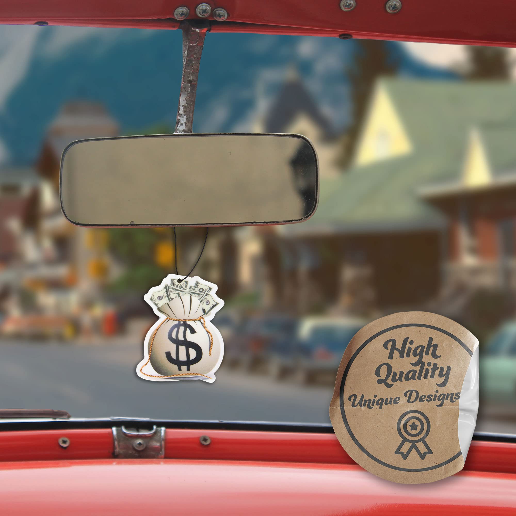 Money Bag Car Air Freshener with Essential Oils - 6 Pack Natural Scented Fresheners for Cars, Home & Office | Long-Lasting Aroma for Vehicles, Closets & Small Spaces