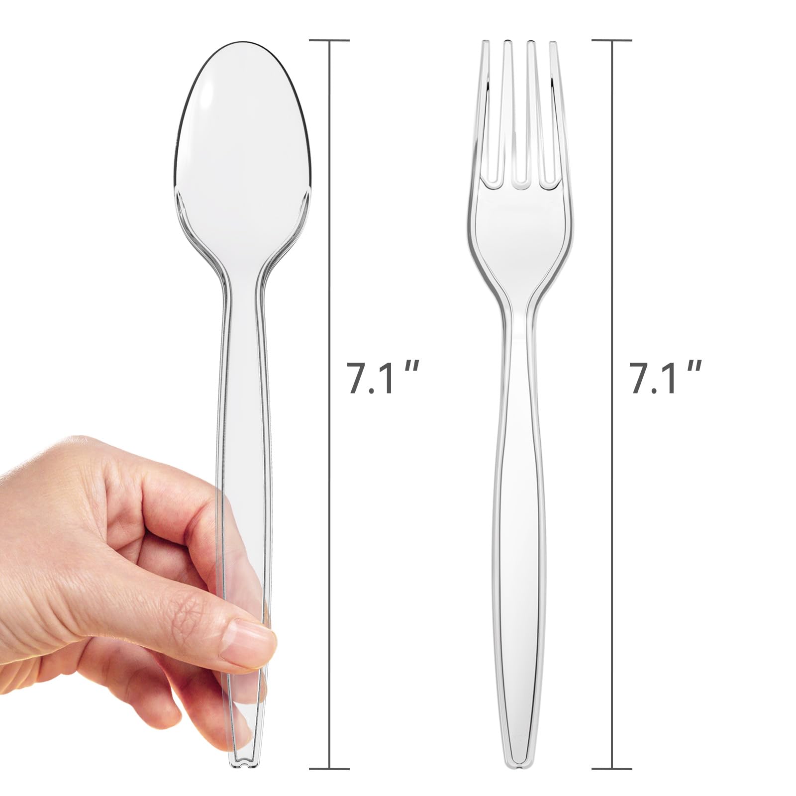 Premium 150-Piece Disposable Plastic Cutlery Set - 75 Clear Forks & 75 Spoons | Heavy Duty Silverware for Parties, Picnics, BBQs & Catering Events | BPA-Free Utensils for Home, Office & Outdoor Use