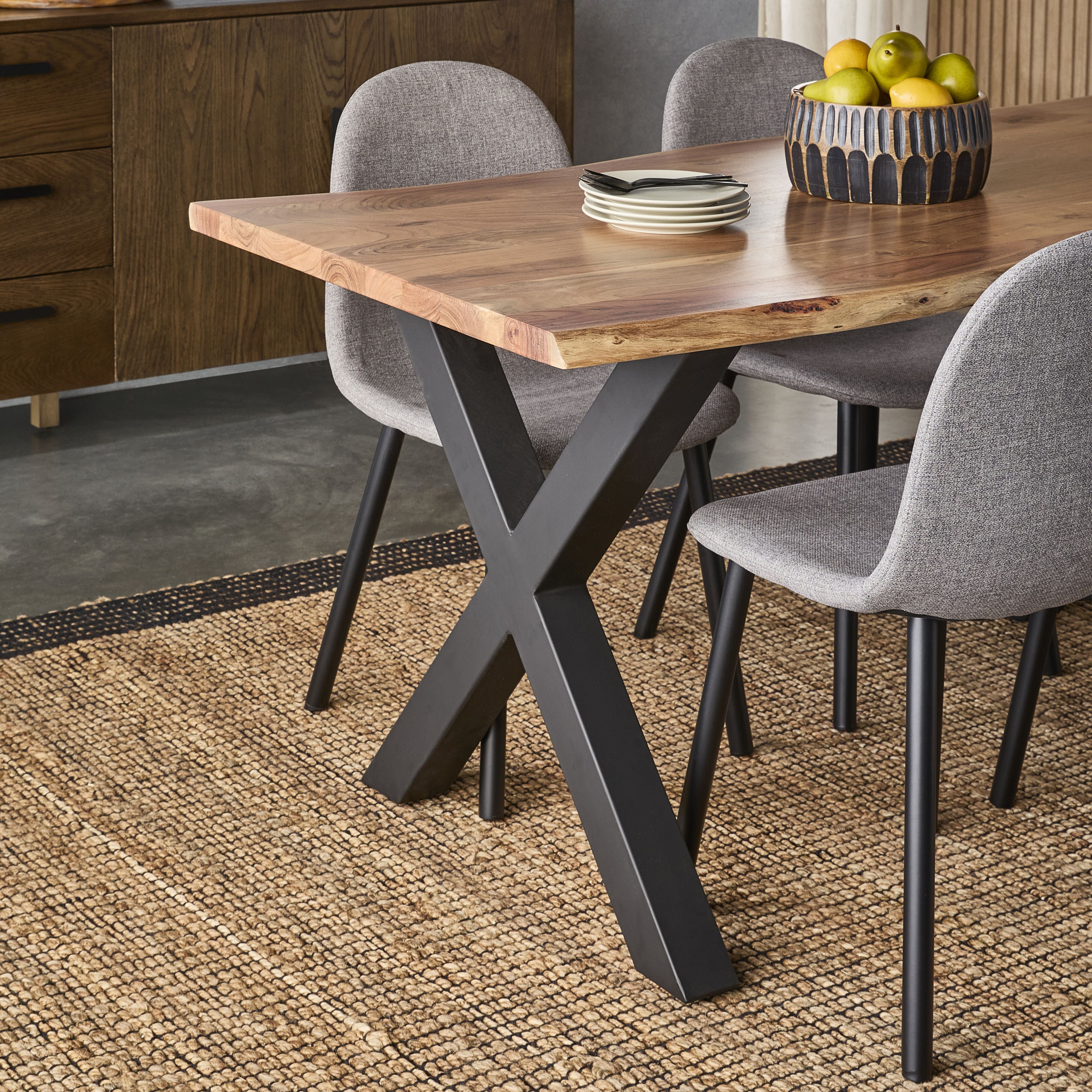 Live Edge Acacia Wood Dining Table - 160cm Solid Timber Table for Kitchen, Dining Room & Farmhouse Decor | Rustic & Modern Home Furniture