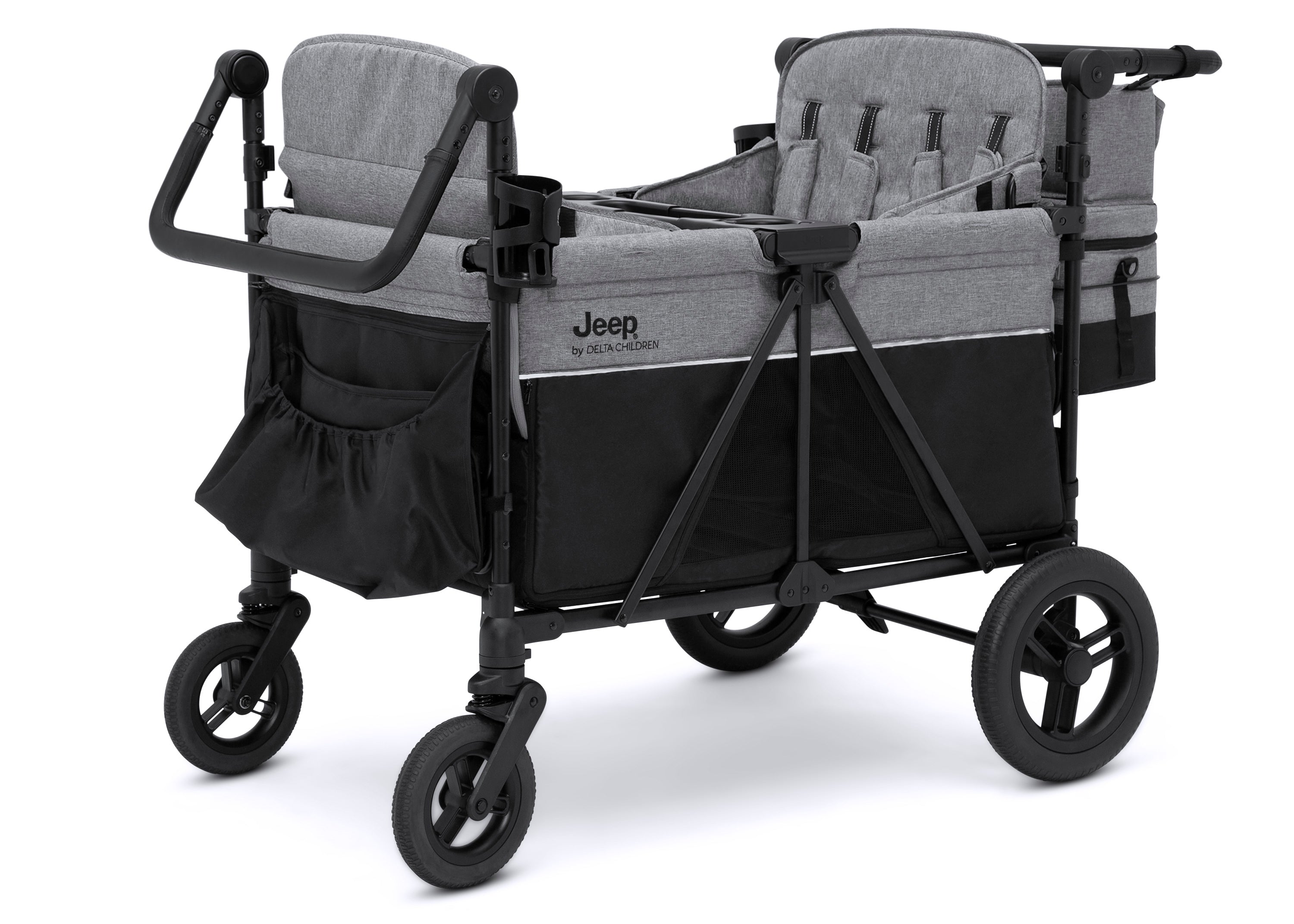 Jeep Wrangler Deluxe 4-Seater Stroller Wagon with Insulated Cooler Bag - Perfect for Family Outings, Beach Trips, and Outdoor Adventures