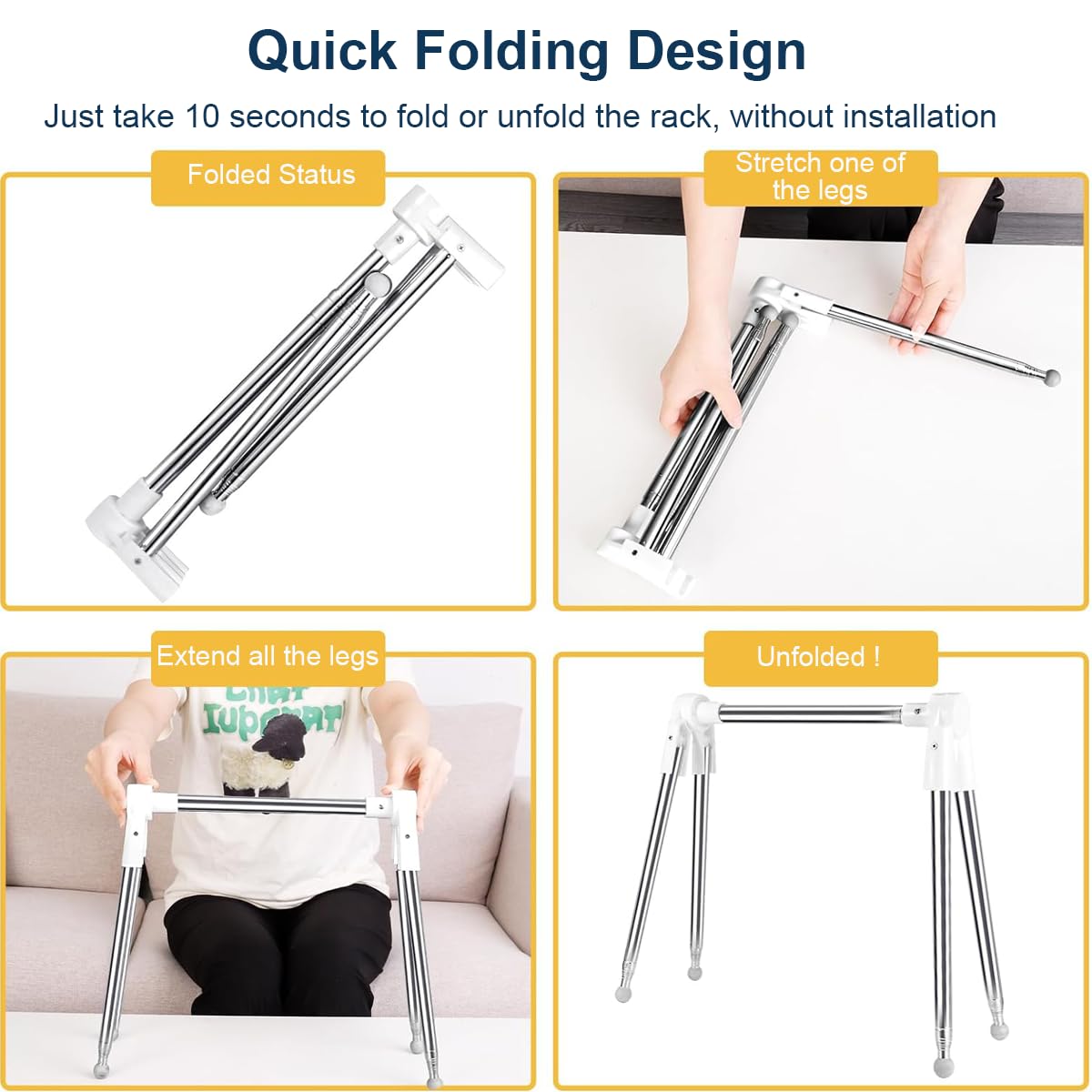 Portable Folding Garment Rack - Collapsible Clothes Drying Rack for Laundry, Travel, Camping & RV - Compact Space-Saving Storage Solution for Indoor & Outdoor Use - Includes 3 Foldable Hangers (White) | Perfect for Apartments, Dorms, Hotels & Small Spaces