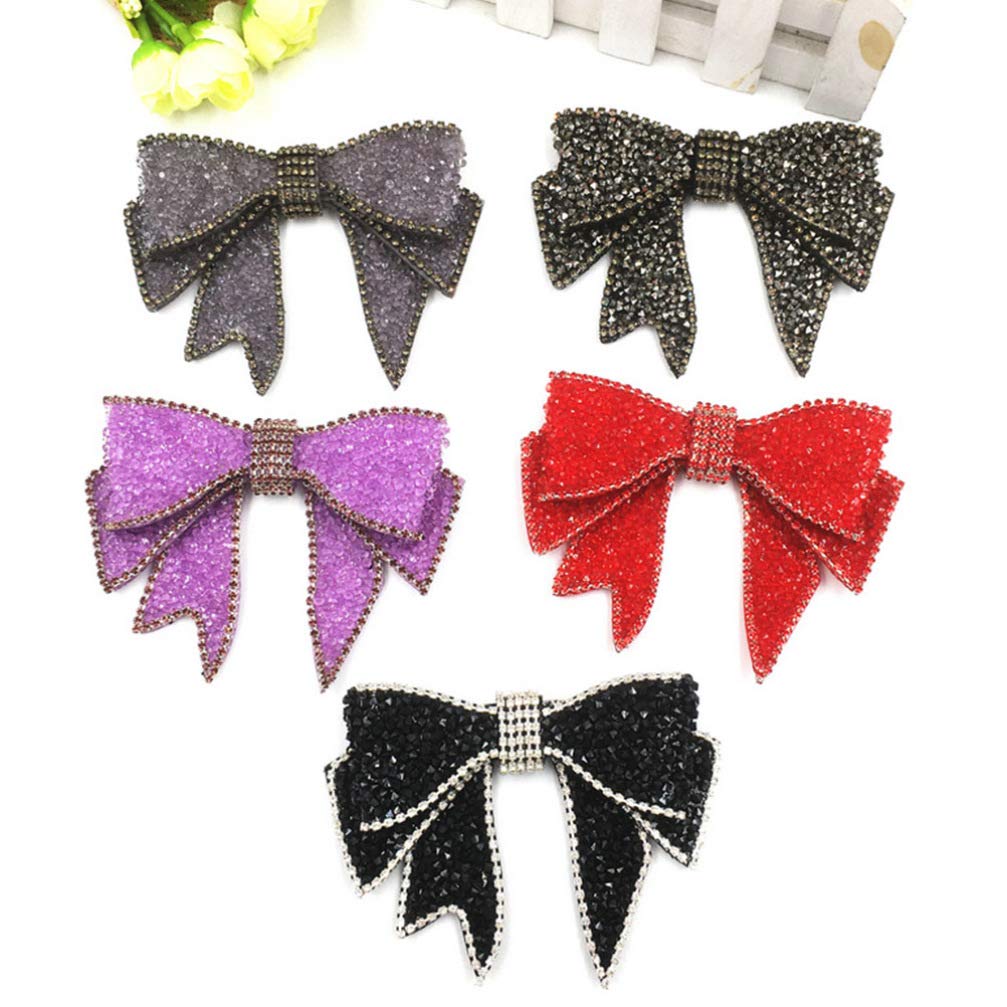 Sparkling Rhinestone Bow Shoe Clips - Crystal Bowknot Patches for Hat, Dress & Wedding Shoes - Elegant Pink Shoe Accessories for Bridal, Prom & Party Outfits