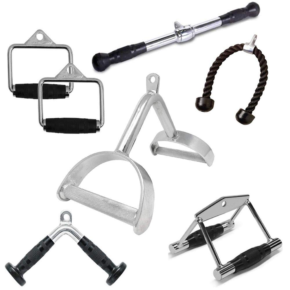 FITNESS MANIAC Multi-Functional Gym Cable Attachments Set - Tricep Rope, Pressdown Bar & Weightlifting Handles for Home & Commercial Gym Workouts - Perfect for Strength Training, CrossFit & Bodybuilding Exercises
