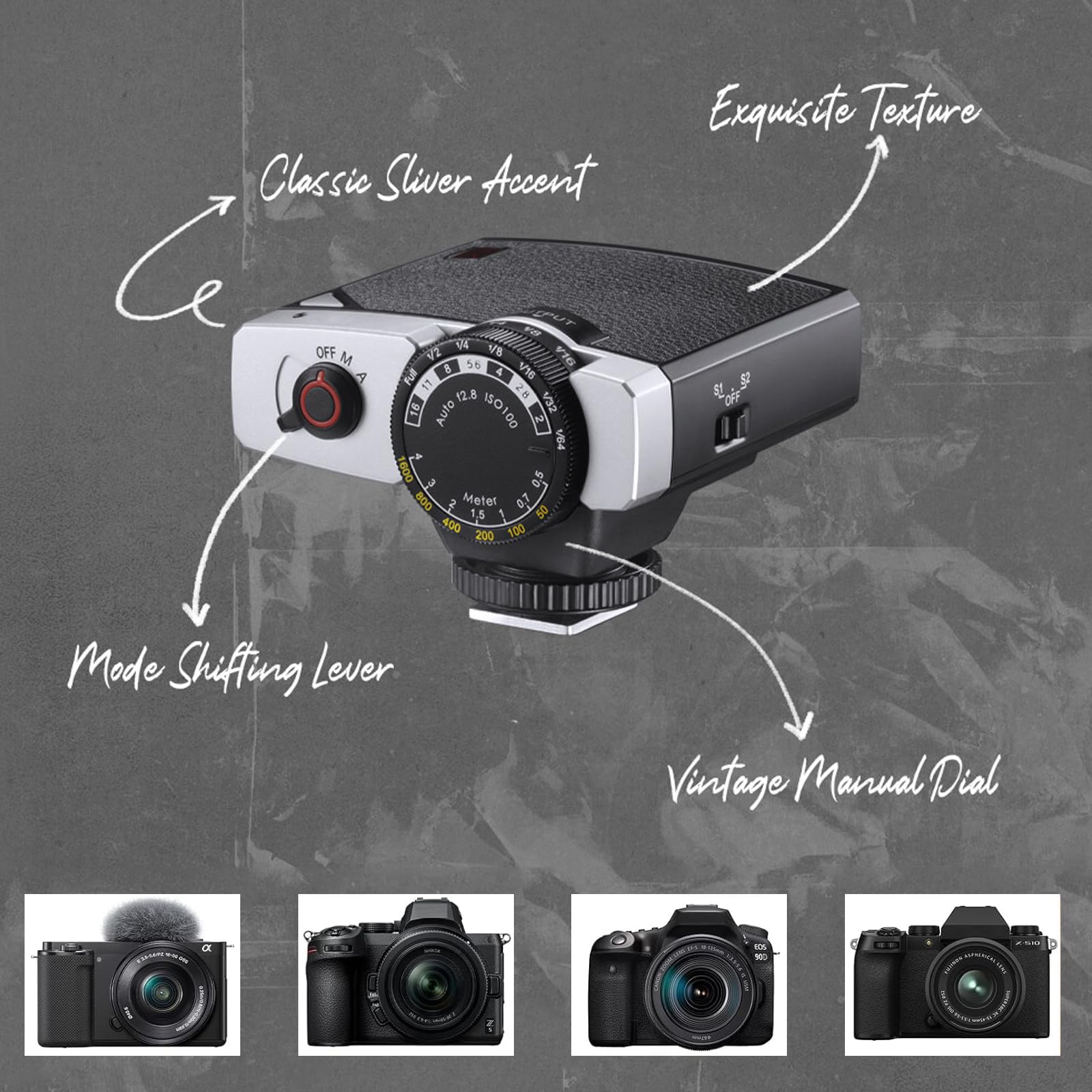 Godox Lux Junior Retro Camera Flash with Diffuser - GN12 Speedlite 6000K±200K CCT, Auto/Manual Modes, 1/1-1/64 Power, 28mm for Canon Nikon Sony Fuji Olympus DSLR - Perfect for Portrait, Wedding & Event Photography