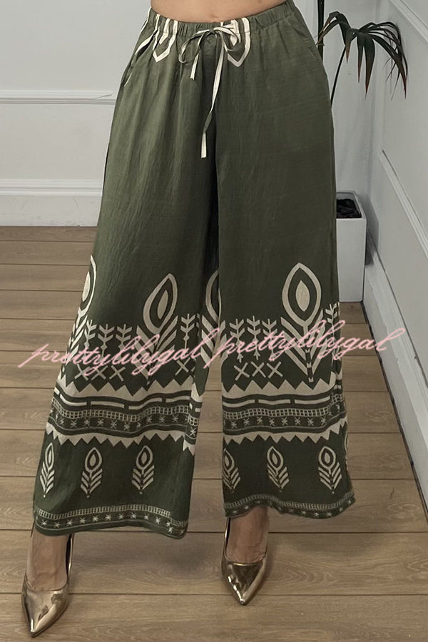 Stylish Elastic Waist Wide Leg Pants with Pockets - Comfortable Casual Women's Trousers for Work, Travel & Everyday Wear