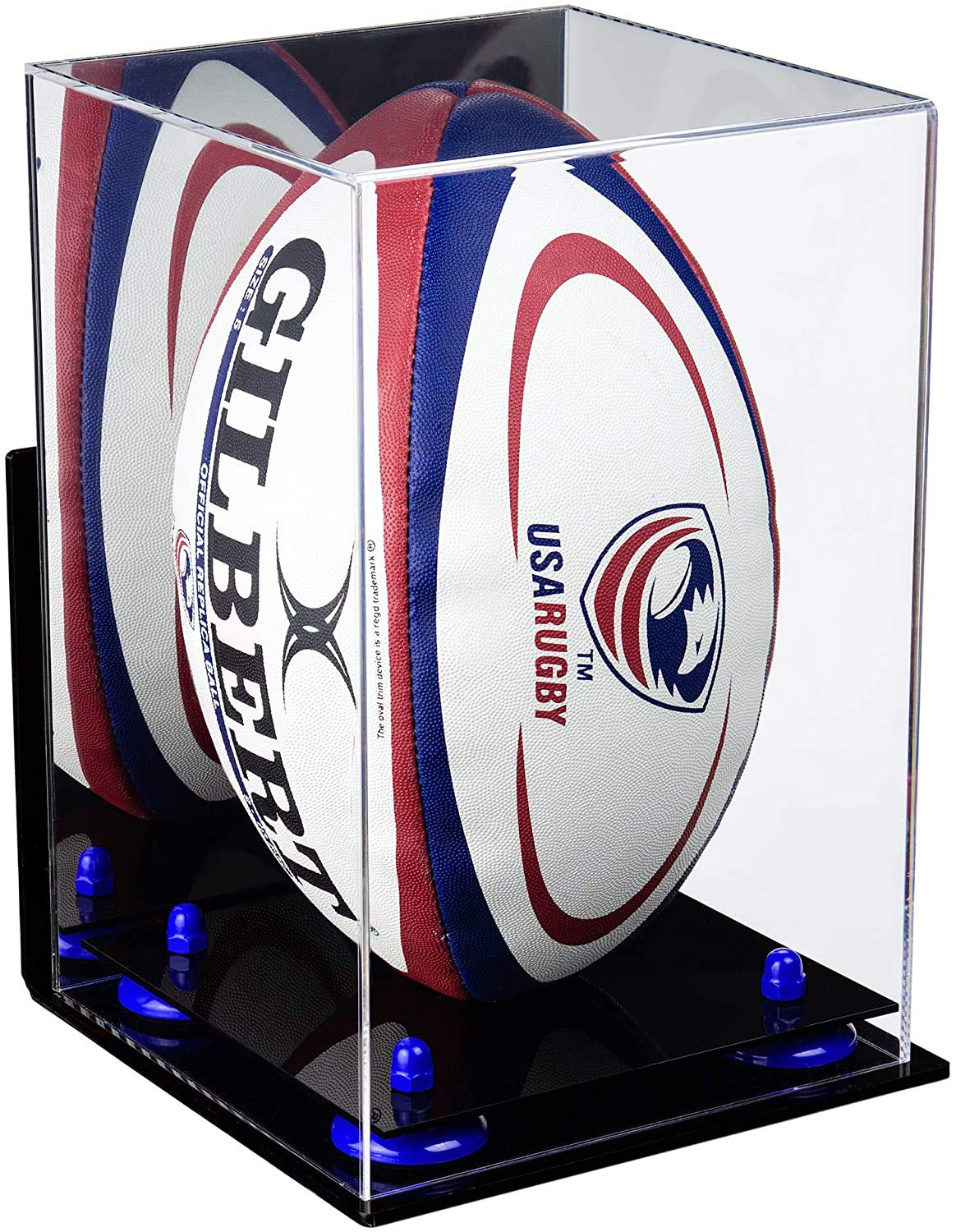 Acrylic Rugby Ball Display Case - Clear Protective Showcase for Collectibles & Memorabilia - Perfect for Home, Office, or Sports Bar Decor
