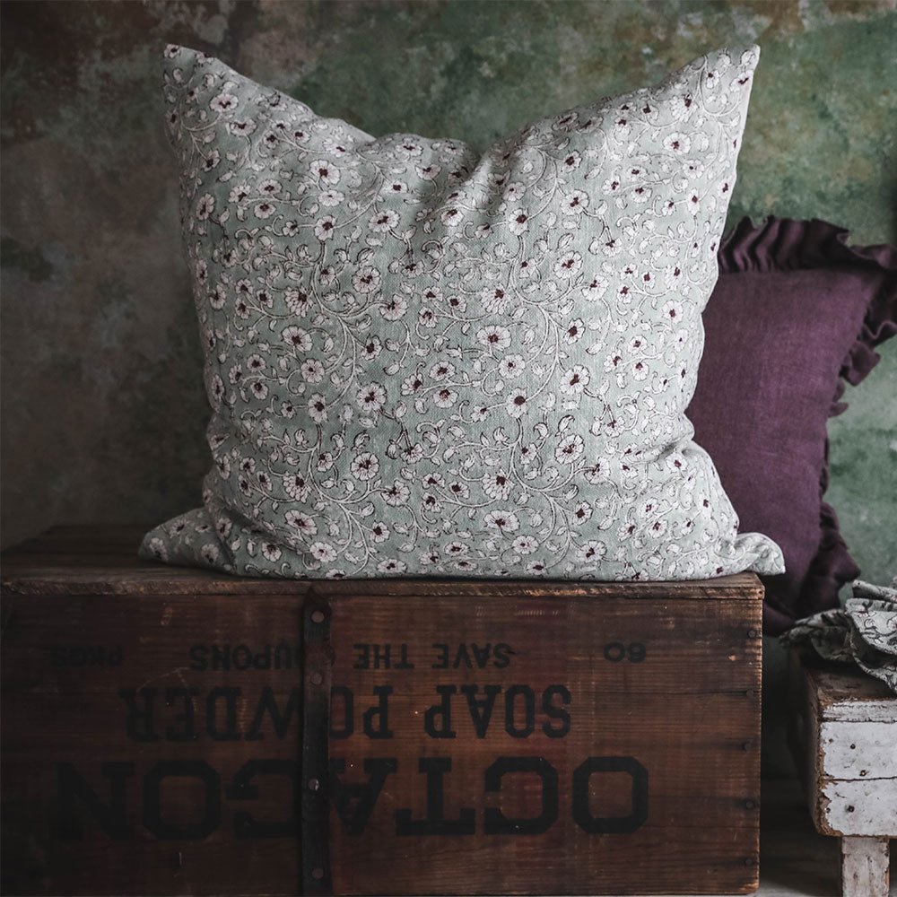 Handmade Linen Block Printed Pillow Cover No. 0231 - Bohemian Home Decor for Living Room, Bedroom & Sofa