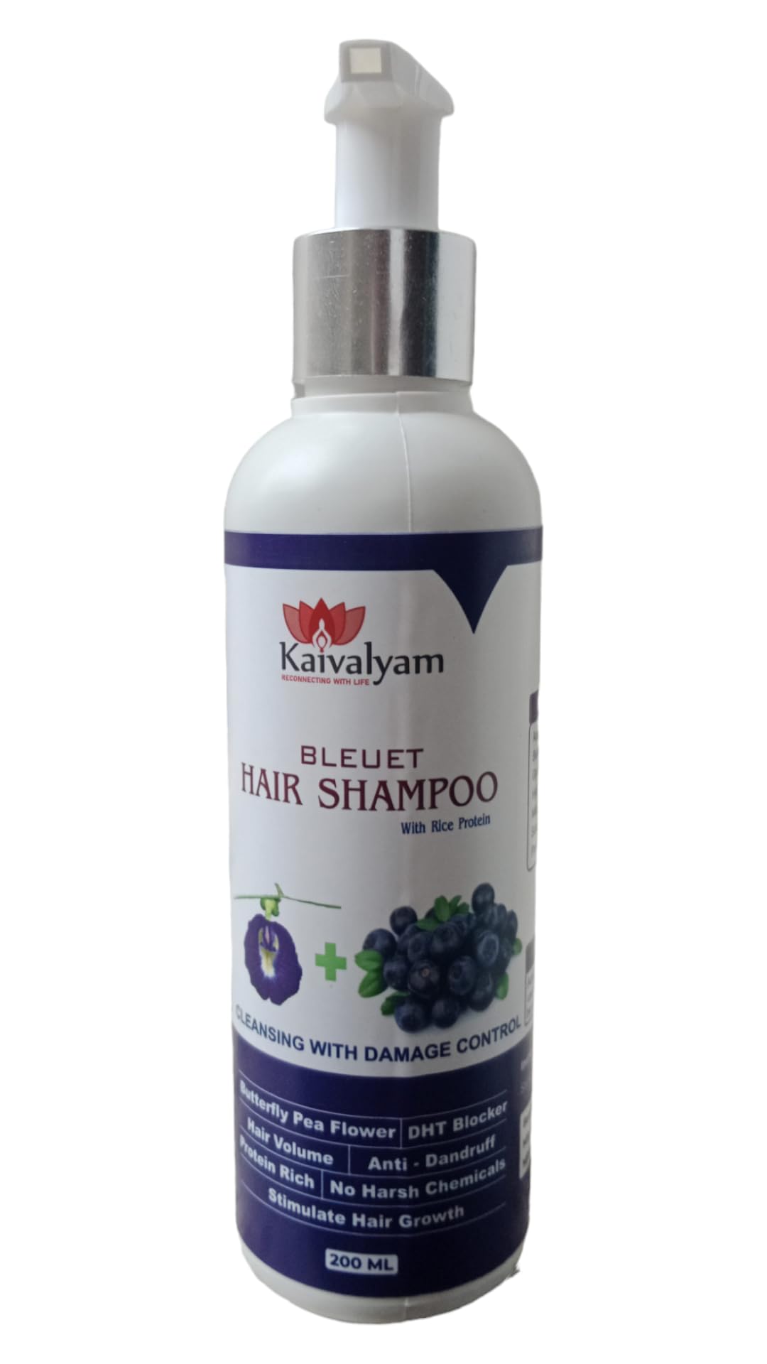 Kaivalyam Blueberry & Butterfly Pea Flower Shampoo 200ml - Natural Hair Cleanser for Sebum Balance, Hair Growth & Volume Boost | Sulfate-Free & Vegan Formula | Perfect for Dry, Damaged Hair & Scalp Care