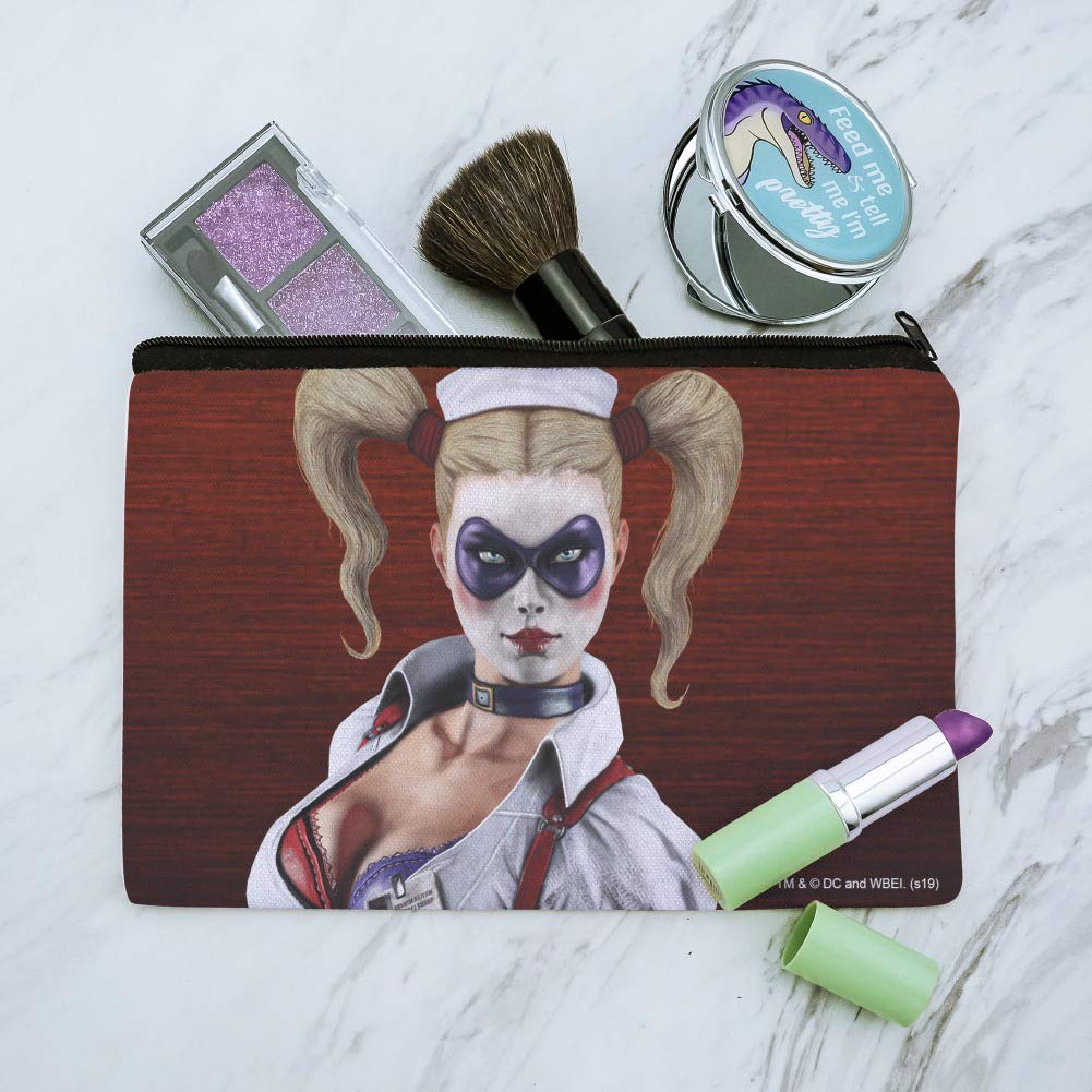 Batman Arkham Asylum Harley Quinn Makeup Bag - Waterproof Cosmetic Organizer Pouch for Travel, Gym & Daily Use | DC Comics Themed Makeup Case