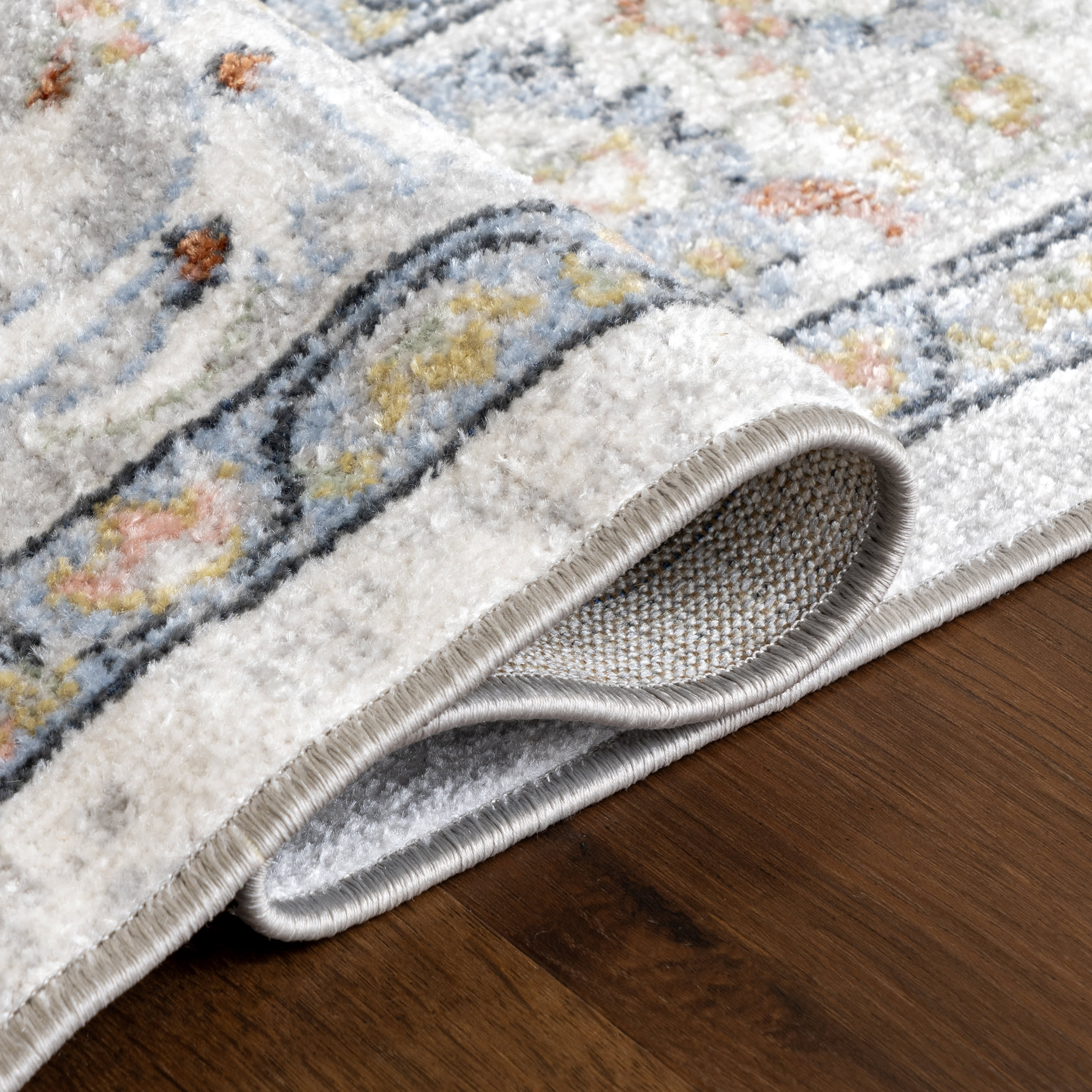 Brooklynn Floral Medallion Washable Area Rug in Rust - Perfect for Living Room, Bedroom & Home Decor