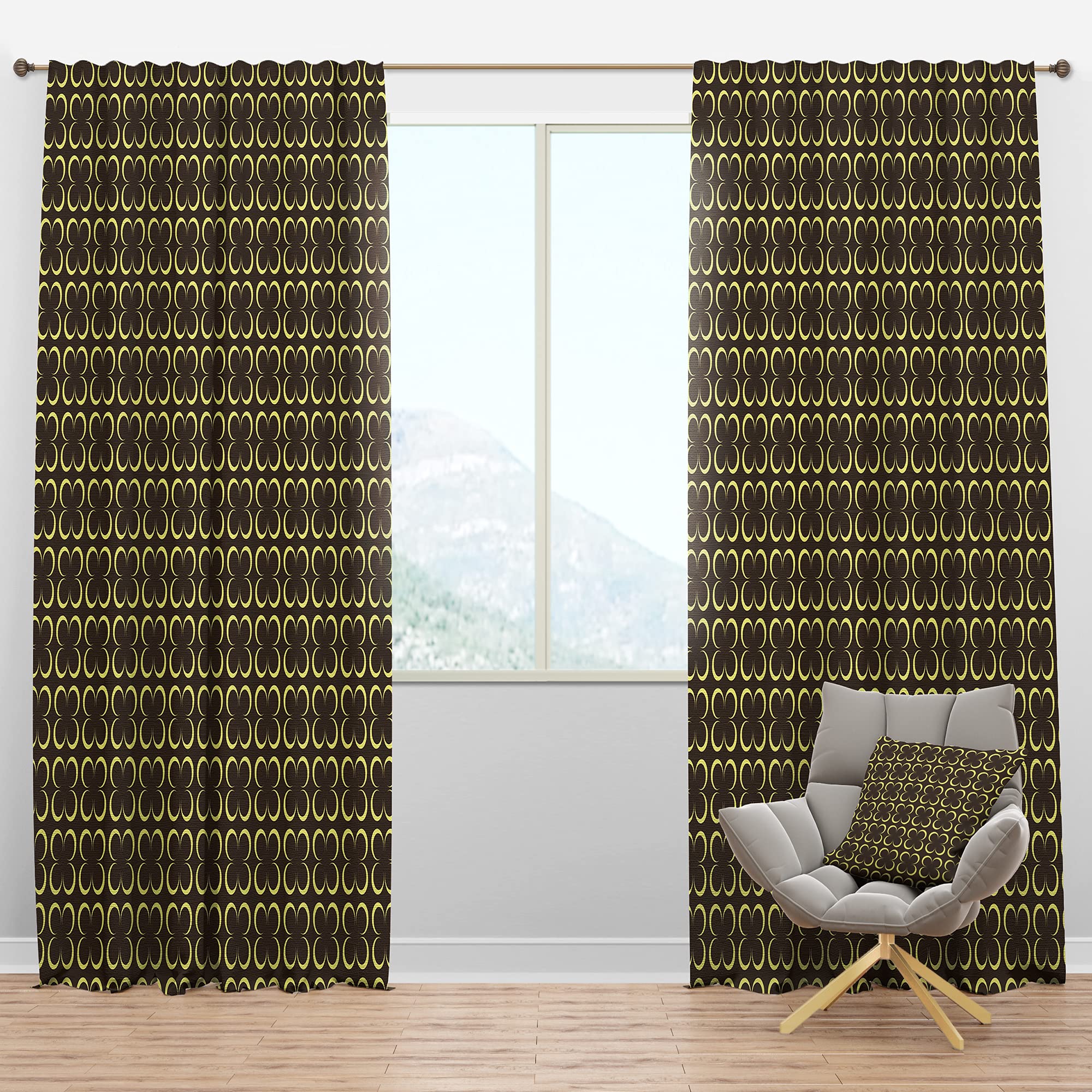 DesignQ Blackout Curtains - Floral Retro Pattern II - Thermal Insulated Bedroom & Living Room Drapes - Single Panel 52x84 Inches - Perfect for Light Blocking, Privacy & Energy Efficiency