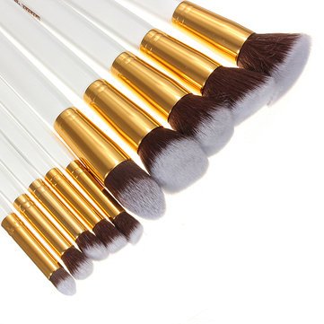10-Piece White Foundation Makeup Brush Set - Professional Cosmetic Brush Kit for Flawless Makeup Application | Perfect for Daily Use, Bridal Makeup & Professional Makeup Artists