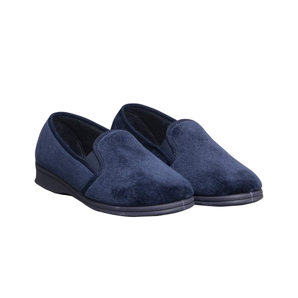 Mirak Shepton Men's Slip-On Slippers - Classic Comfort House Shoes for Indoor & Outdoor Use - US Size 10.5 Navy Blue - Perfect for Lounging, Travel & Home Relaxation