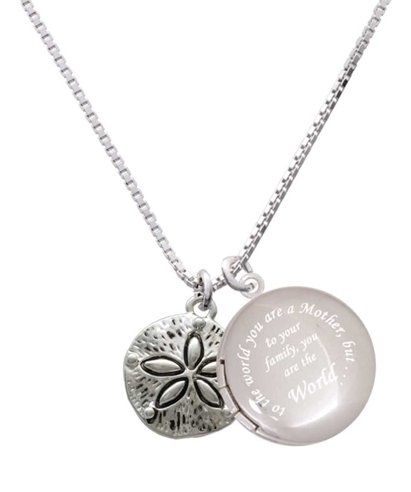 Antique Silver Sand Dollar Locket Necklace for Mothers - 18