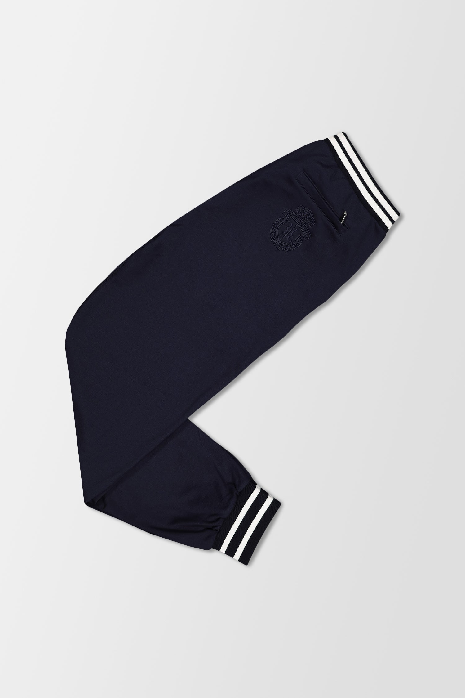 Billionaire Dark Blue Embroidered Logo Jogging Pants for Men - Comfortable Athletic Trousers for Running, Gym & Casual Wear