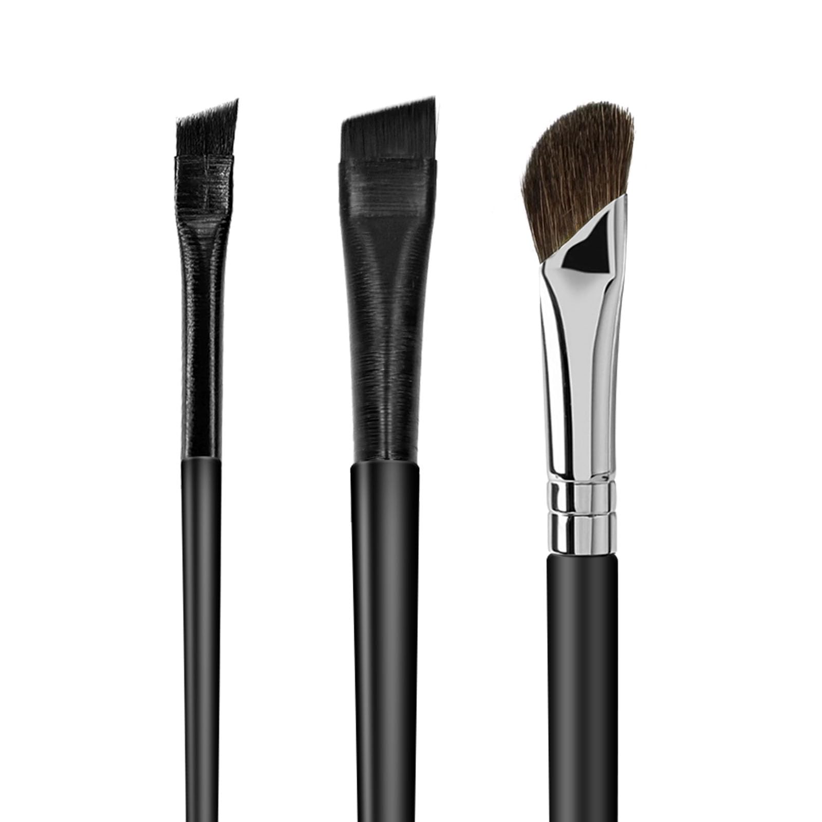 3 Pcs Eyeliner Brush Set - Ultra Thin Angled Eyebrow & Concealer Brushes for Precise Makeup Application | Perfect for Winged Eyeliner, Eyebrow Shaping & Contouring | Professional Beauty Cosmetic Tools for Daily Use & Travel
