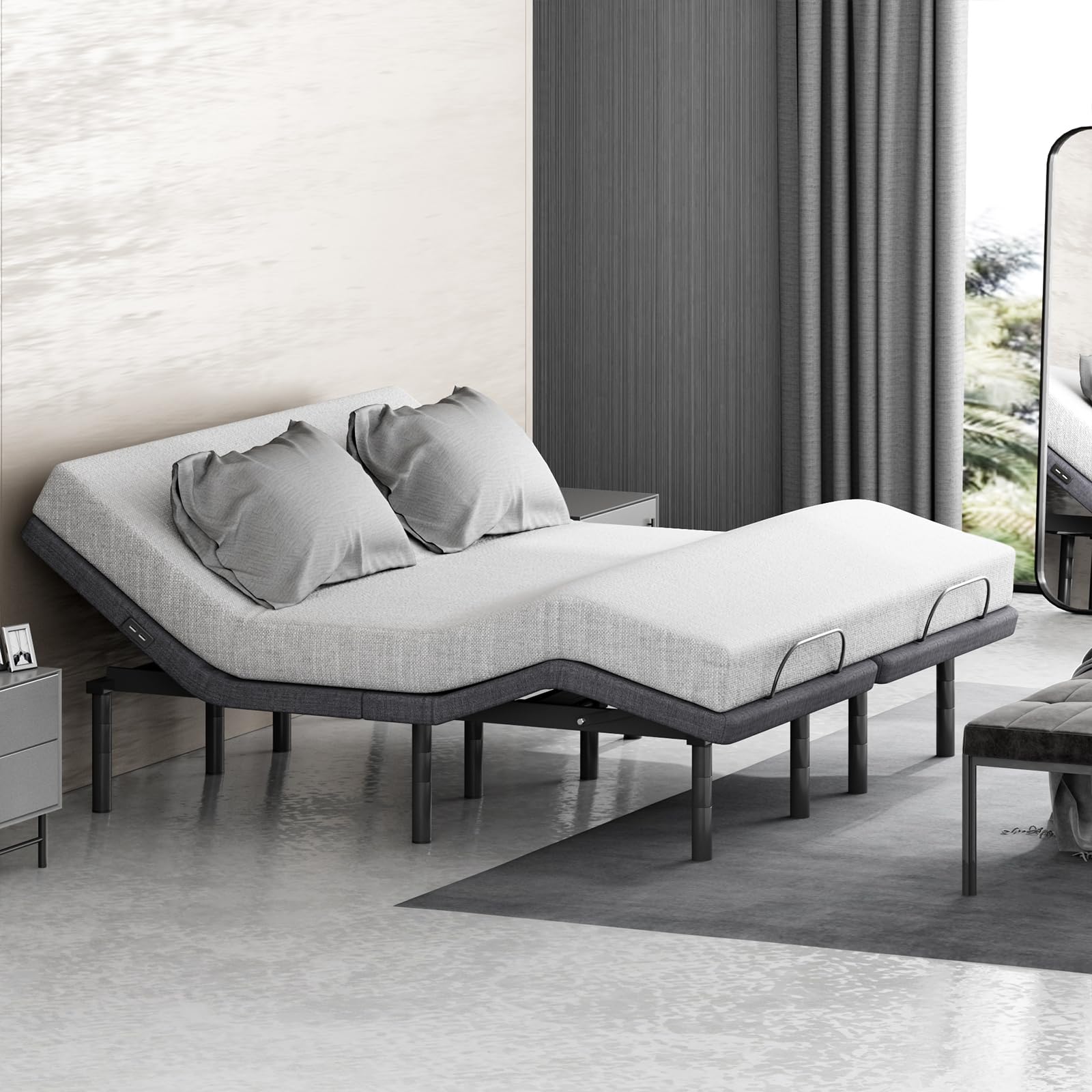 Soges Adjustable Bed Base Electric Twin XL Size - Quiet Durable Motor, Easy Assembly, USB Ports, Nightlight, Head/Foot Incline, Remote Control - Perfect for Home, Hospital, and Elderly Care Comfort
