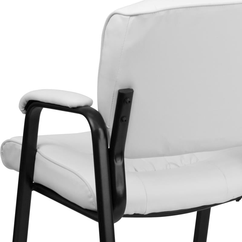 Premium FLASH Haeger Leather Executive Office Chair - Black Metal Frame Reception Seating for Professional Workspaces & Conference Rooms