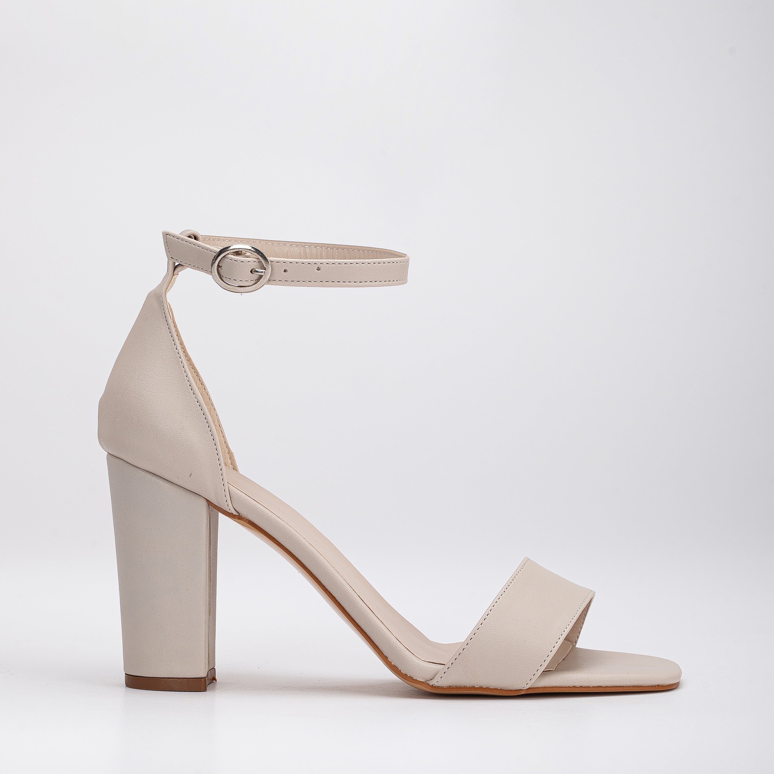 Jess Women's Beige Open Toe Block Heel Sandals - Comfortable Chunky Heels for Wedding, Party & Office Wear
