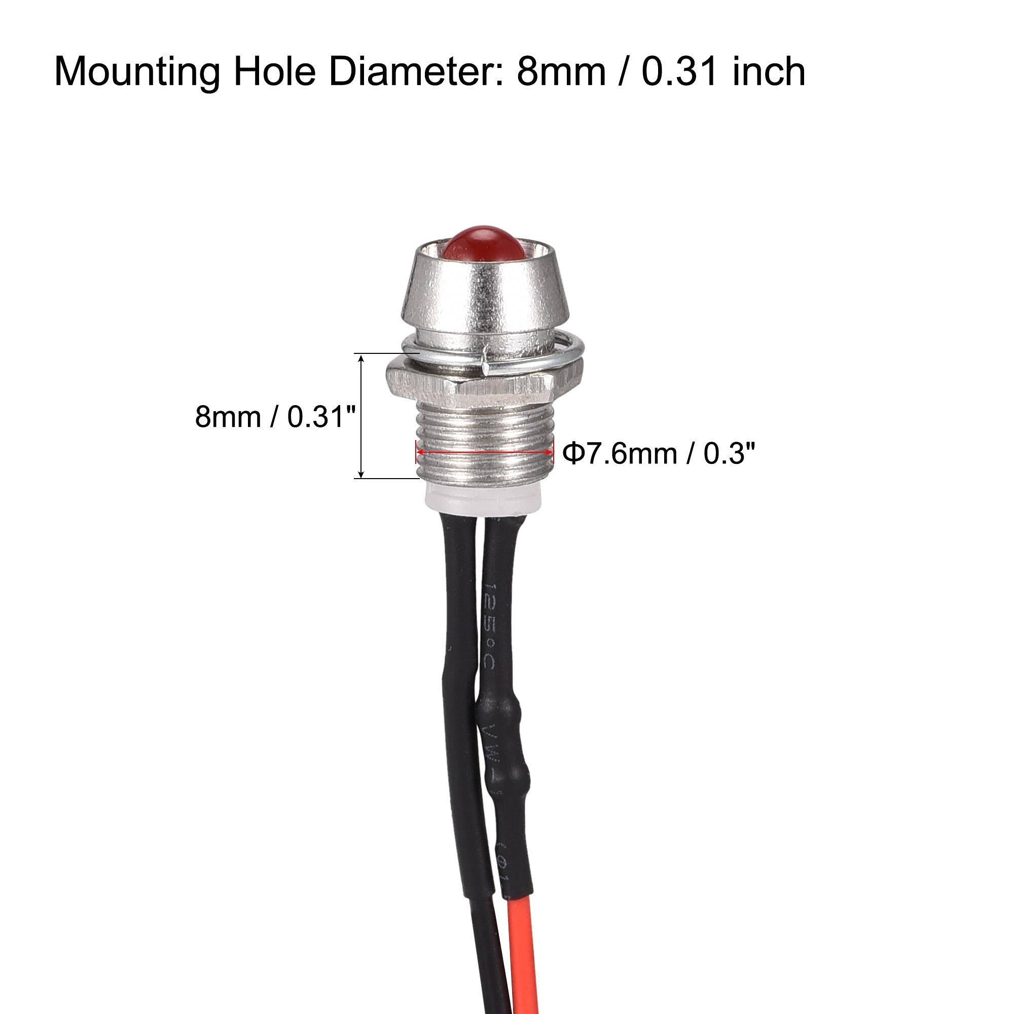 uxcell 8mm Panel Mount Red LED Indicator Light - AC/DC 110V Metal Shell Signal Lamp (10Pcs) for Industrial Control Panels & Equipment