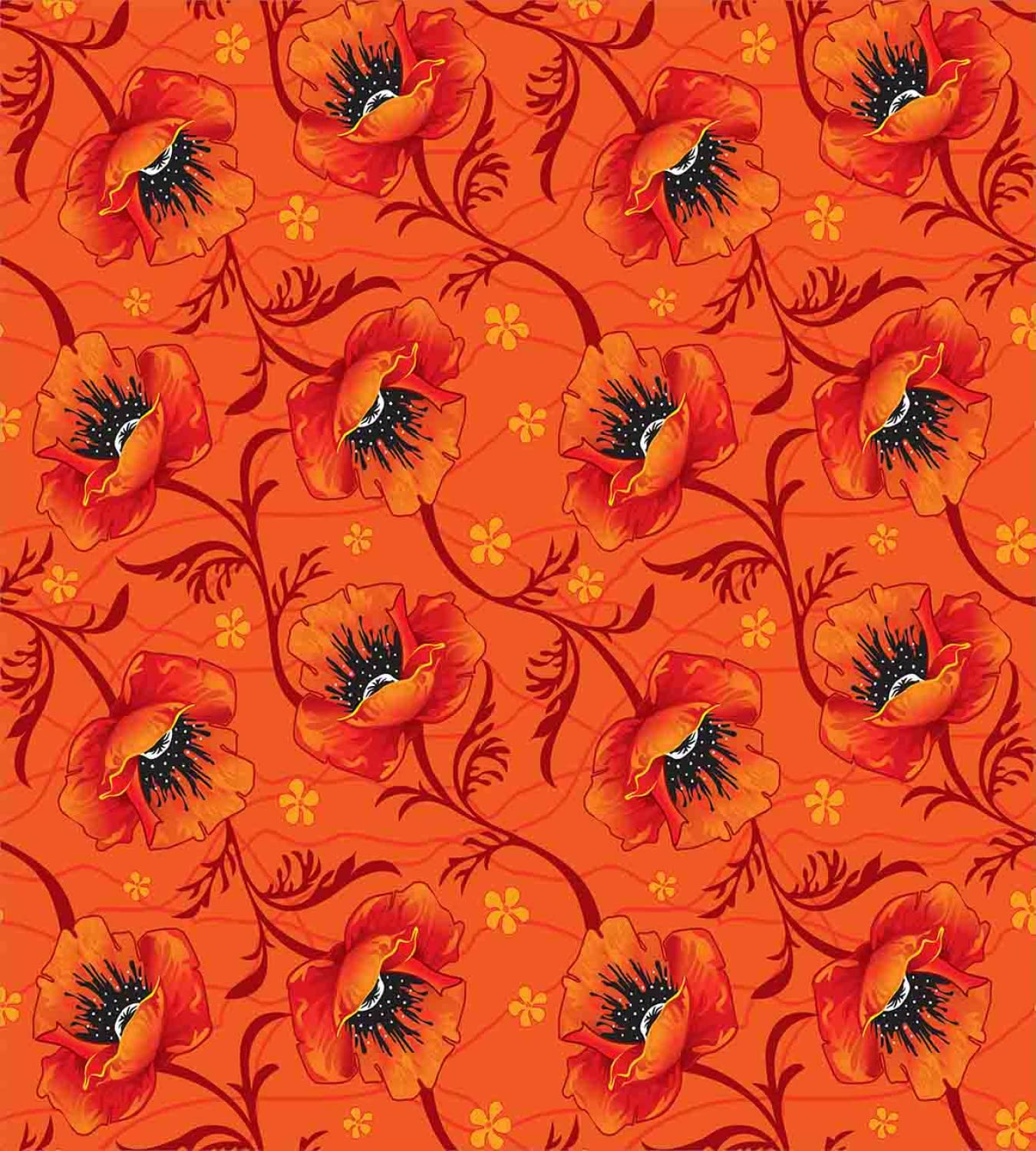 Ambesonne Orange Duvet Cover Set - King Size Bohemian Floral Print Bedding with 2 Duvet Covers & 4 Pillowcases | Vibrant Poppy Flower Design for Romantic Bedroom Decor | Perfect for Master Bedroom, Guest Room & Bohemian Style Home