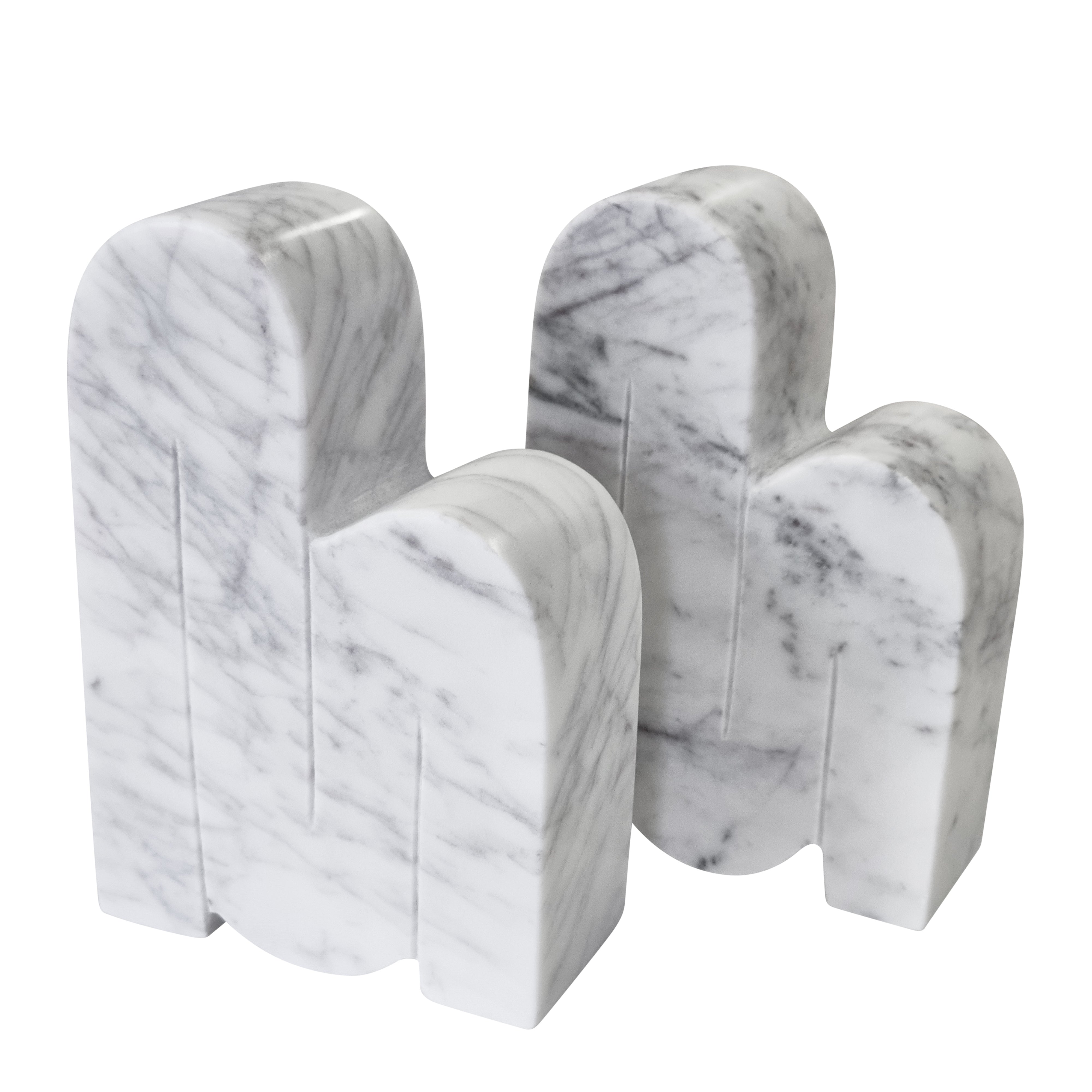 Premium Marble Bookends Set of 2 - 11.5x5x16.5cm Heavy Duty Book Holders for Shelves, Office & Home Decor - Elegant Book Organizer for Study, Library and Gift Giving