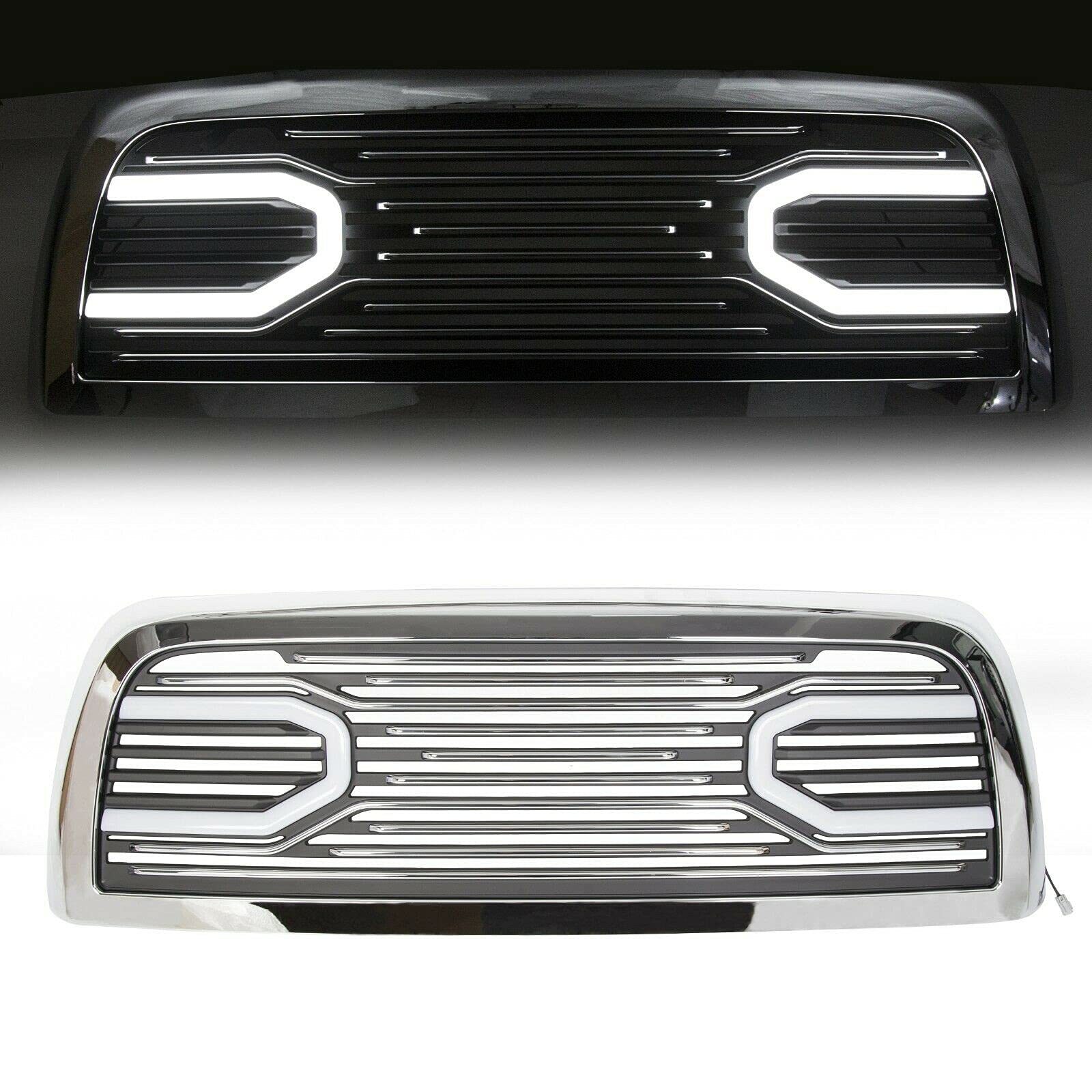 VioletLisa Big Horn Chrome Grille Lights 000894 - LED Off-Road Truck Accessories for Jeep Wrangler & Pickup Trucks | Durable Waterproof Light Bars for Off-Roading, Camping & Night Driving